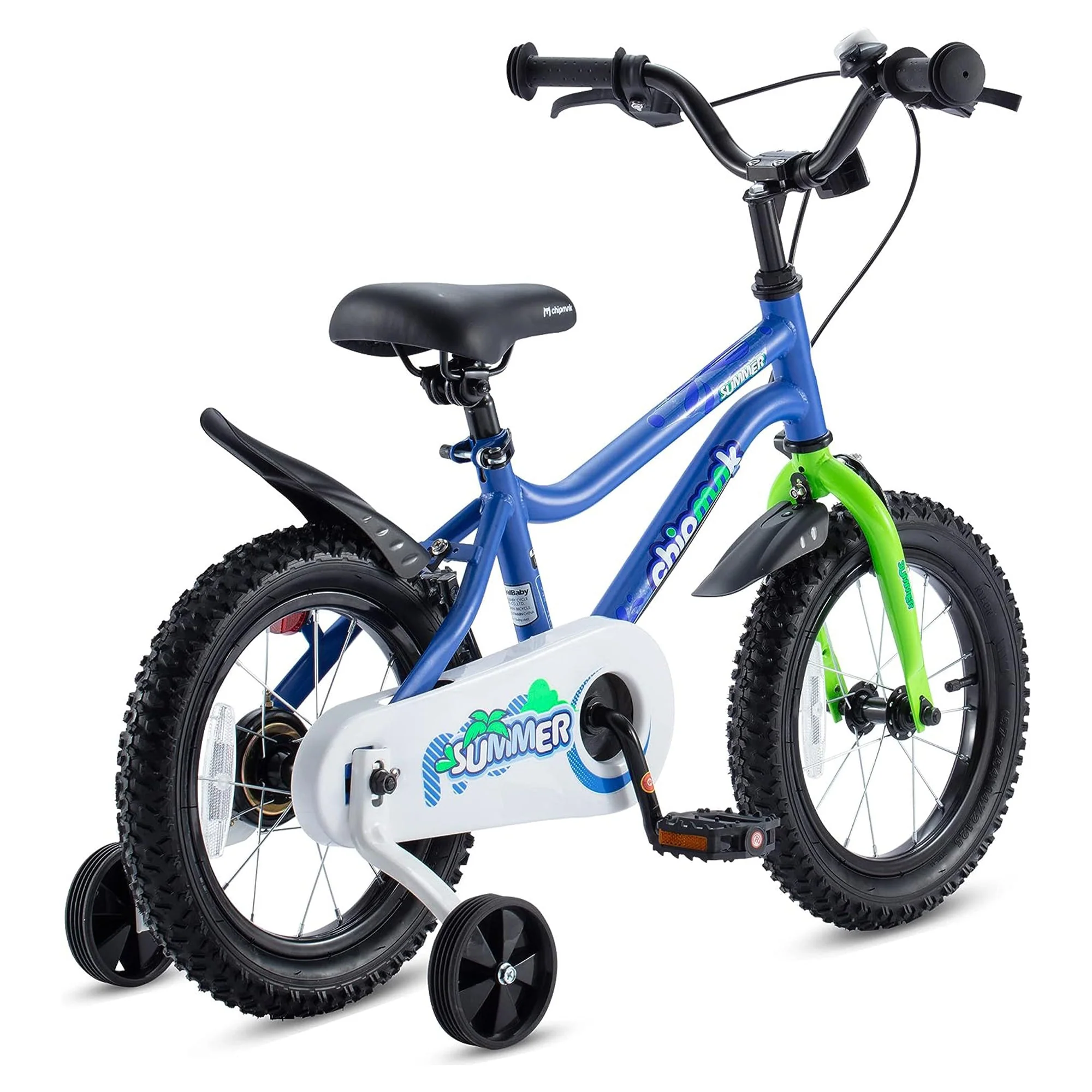 RoyalBaby Chipmunk 12" Toddler Kids Bike with Training Wheels & Bell, Blue - Image 4