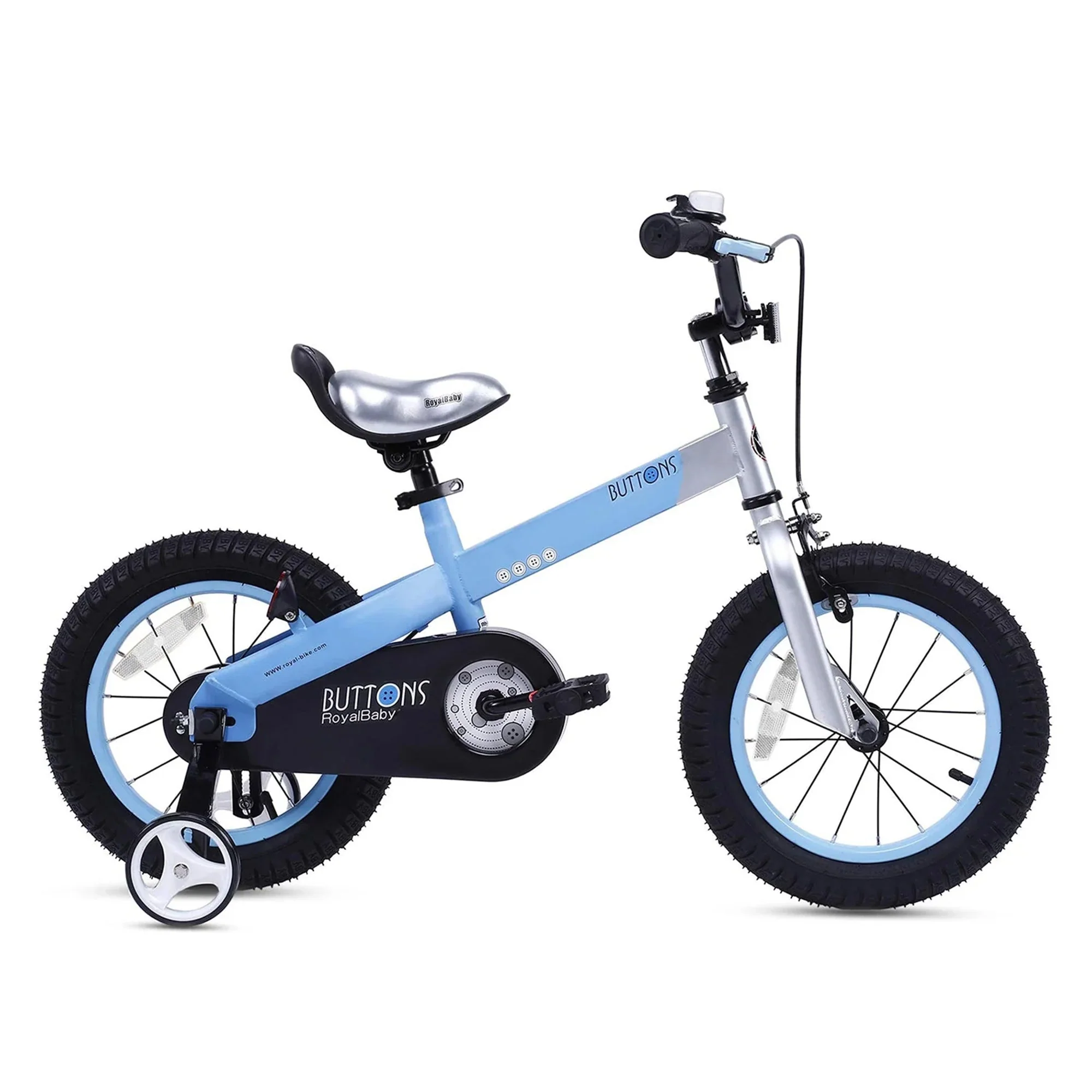 RoyalBaby Cubetube Button 12 Inch Kids Bike with Training Wheels, Matte Blue - Image 2