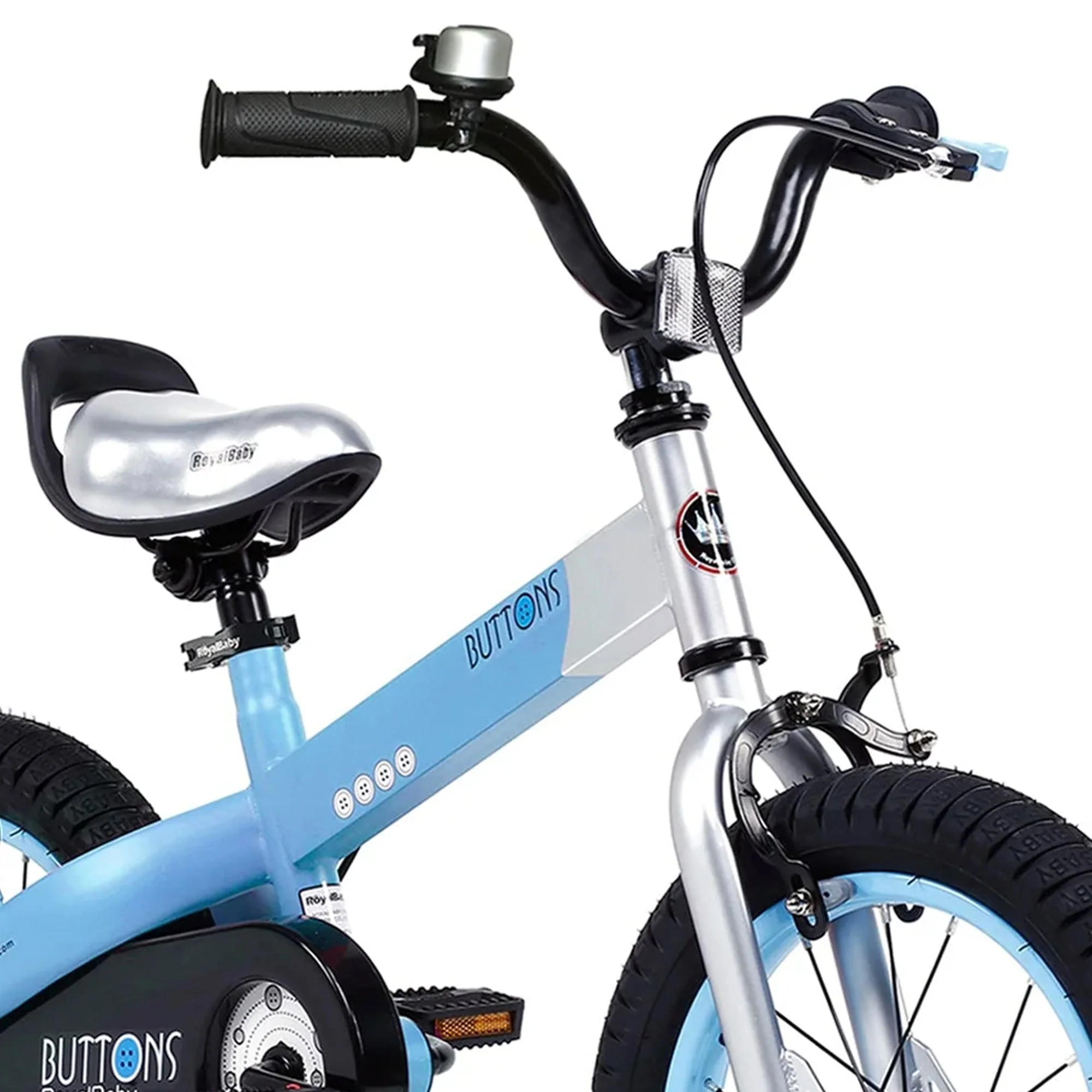 RoyalBaby Cubetube Button 12 Inch Kids Bike with Training Wheels, Matte Blue - Image 3