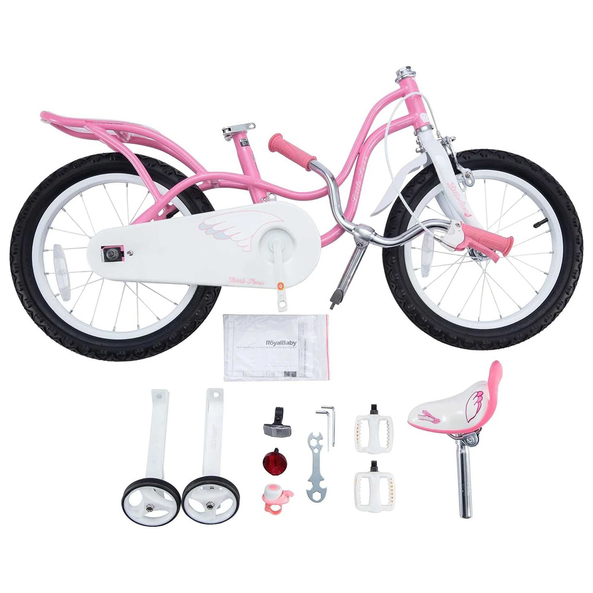 RoyalBaby Little Swan 16" Carbon Steel Kids Bicycle with Dual Hand Brakes, Pink - Image 8