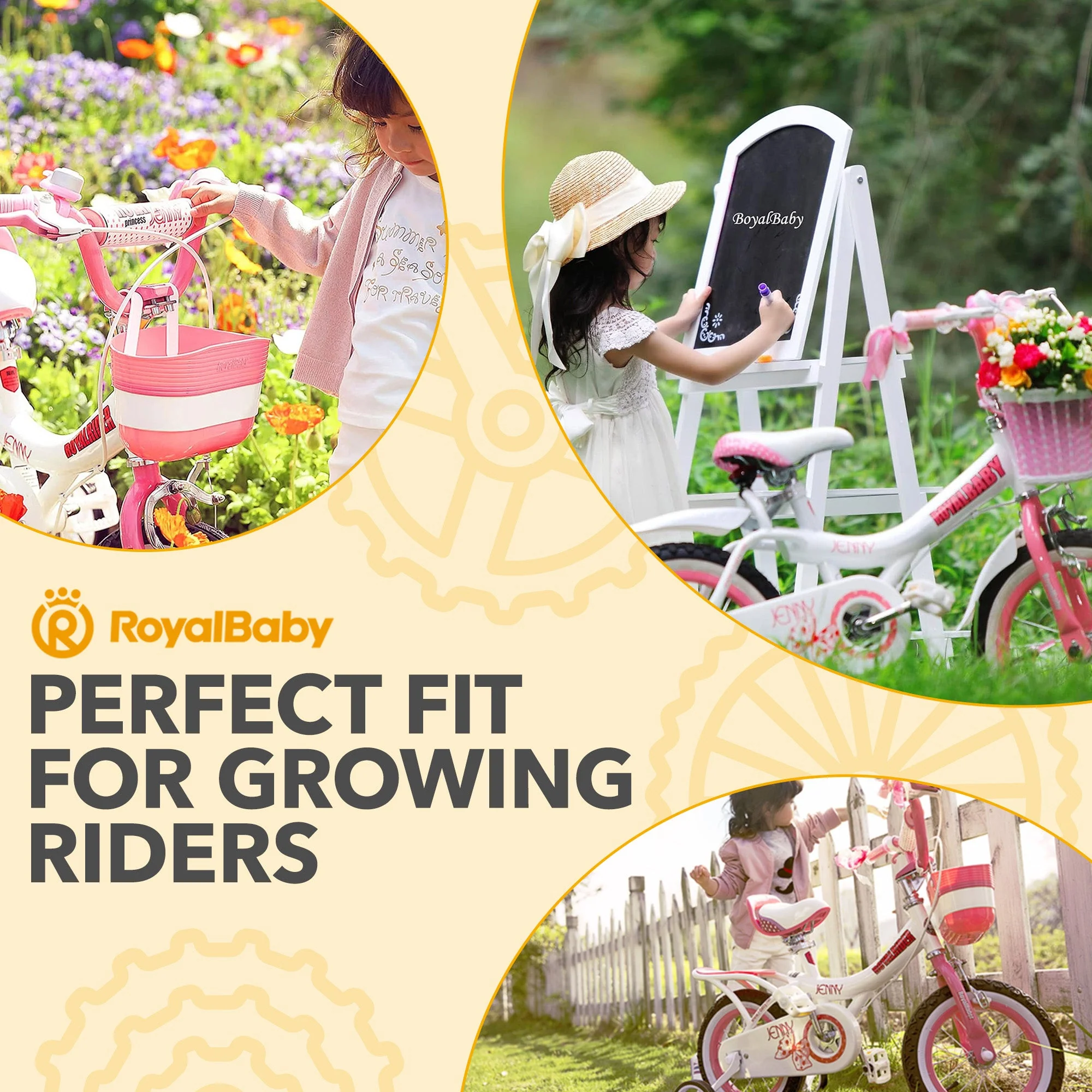 RoyalBaby Princess Girl Kids Bicycle 12" with Training Wheels, Jenny/Light Pink - Image 12