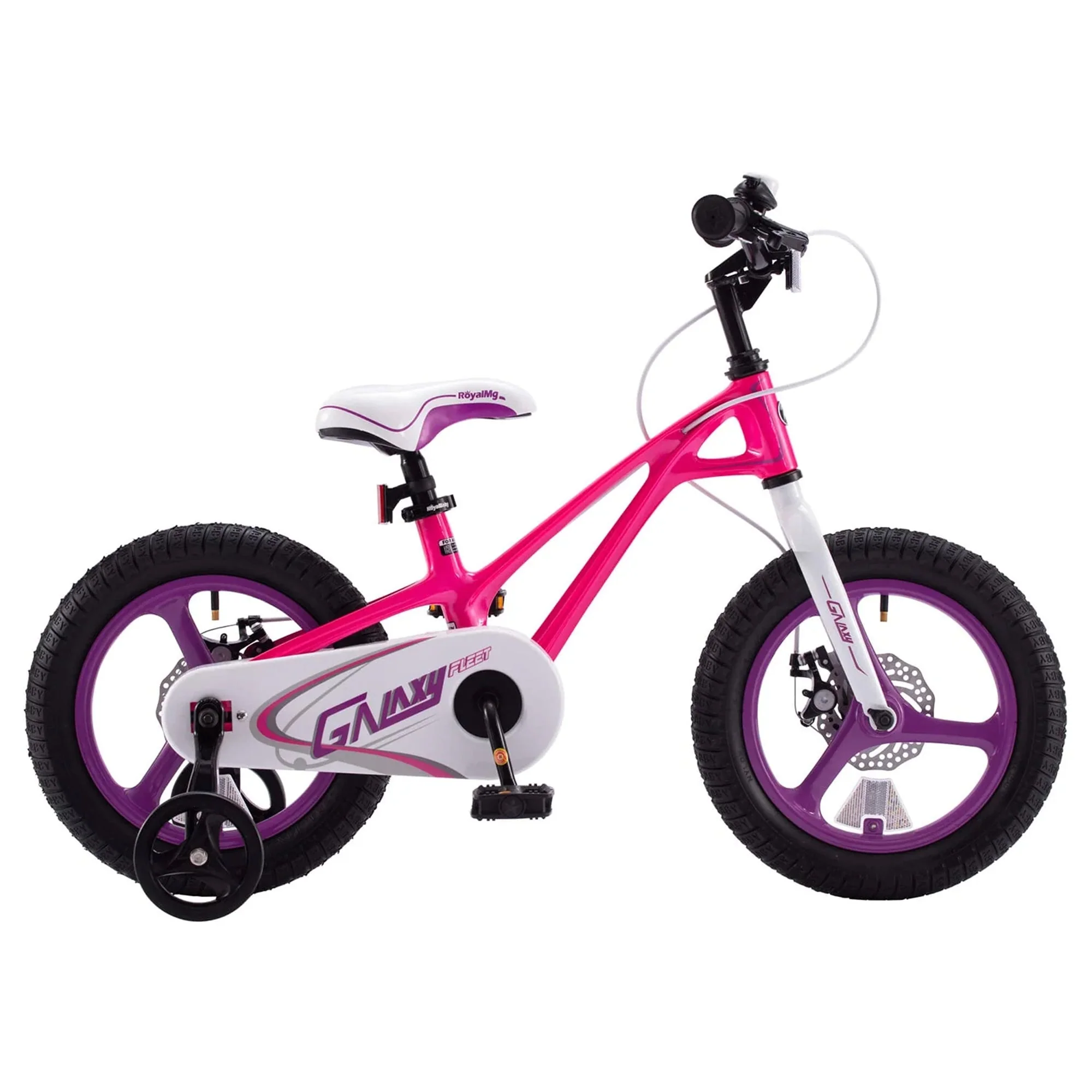 RoyalBaby RoyalMg Galaxy Fleet 14 Inch Kids Bicycle w/ Training Wheels, Fuchsia - Image 2