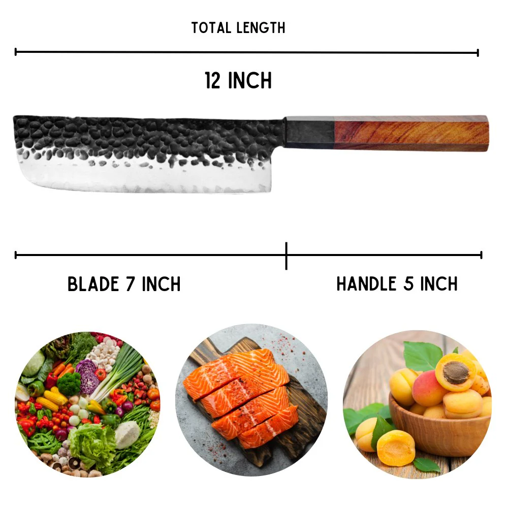 Ryujin™ 7.0" Nakiri Knife with Rosewood & Ebony Wood Handle - Image 4