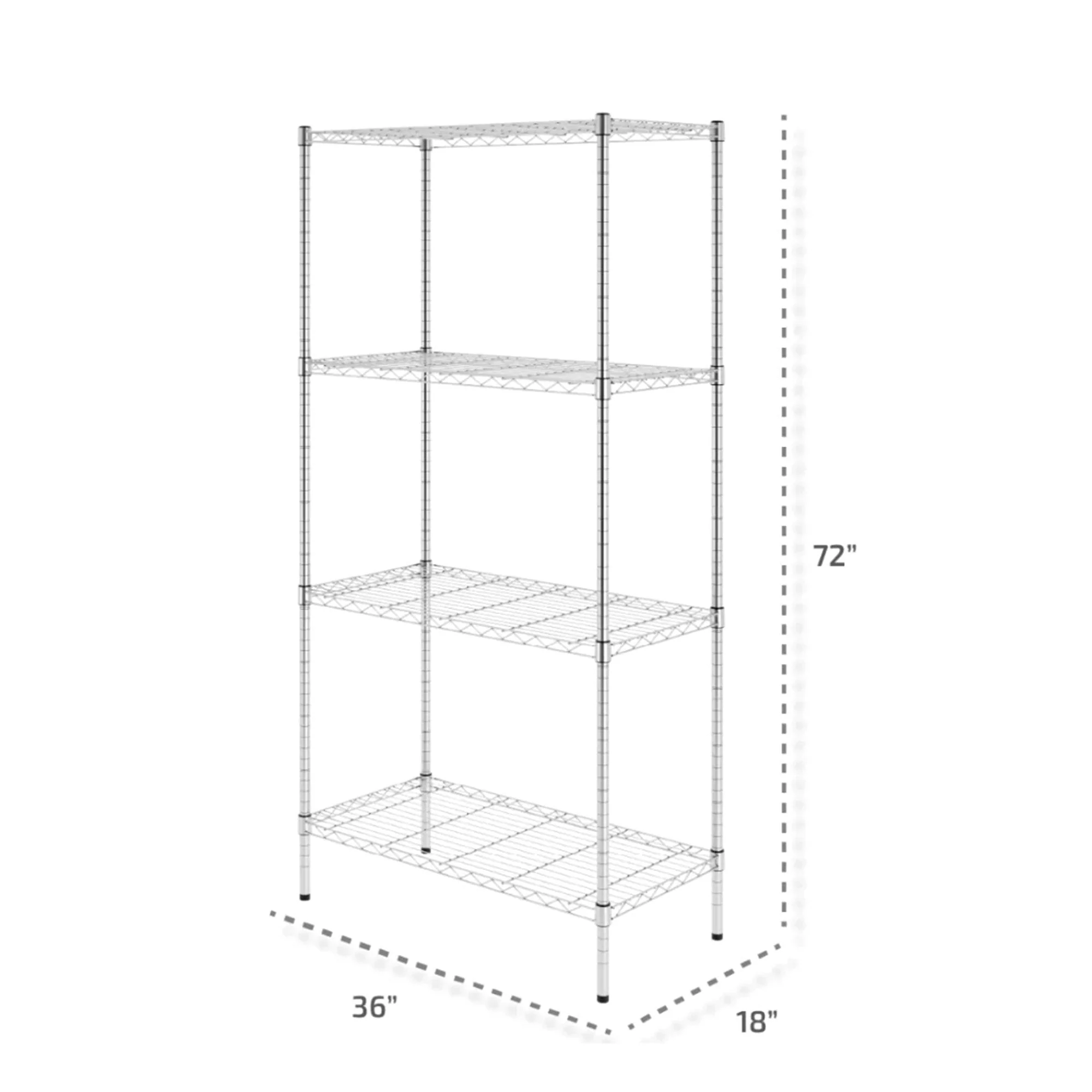 SafeRacks 4 Tier  Steel Wire Storage Shelving Unit with 4 Leveling Feet, Silver - Image 2