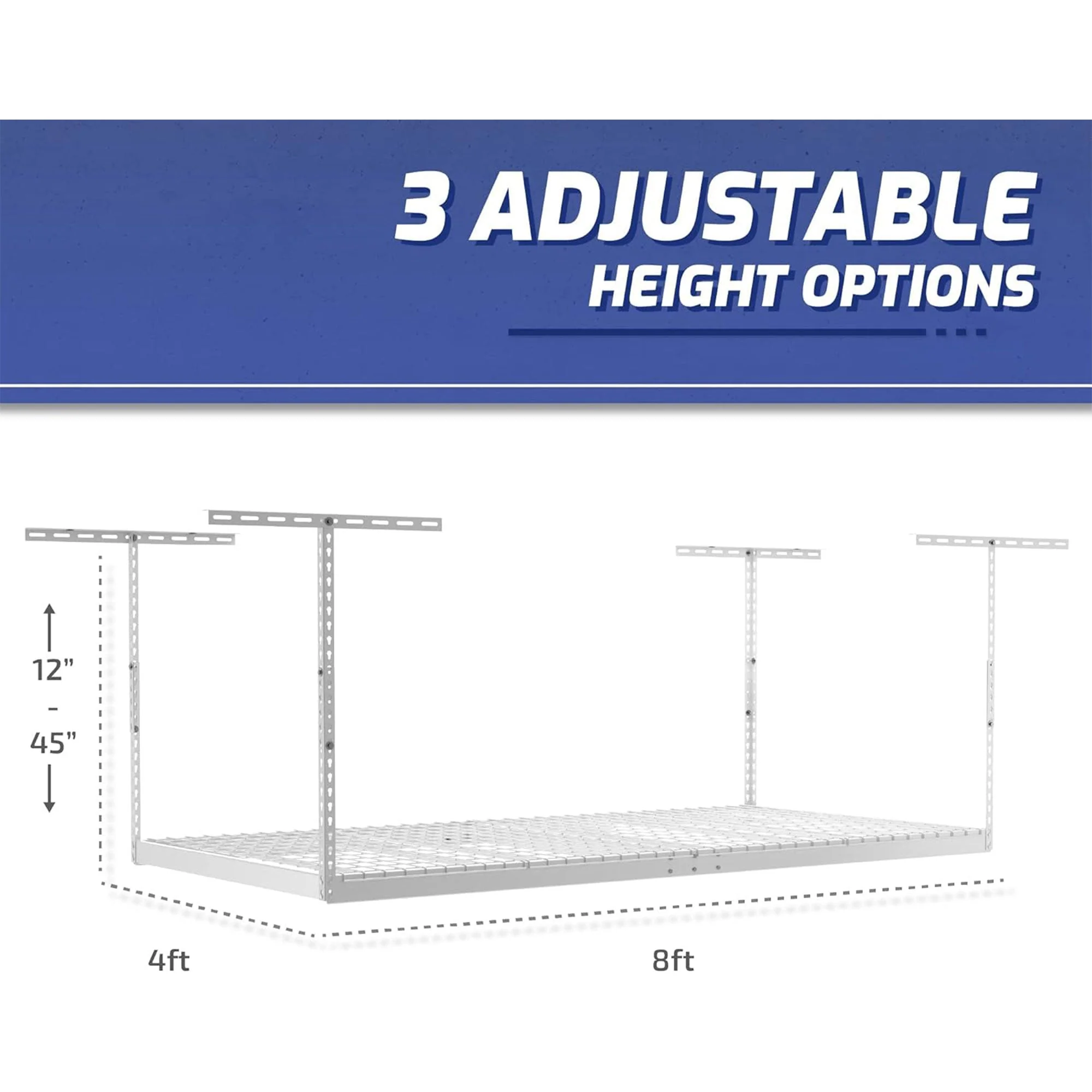 SafeRacks 4' x 8' Overhead Garage Storage Rack Holds Up to 600 Pounds, White - Image 7
