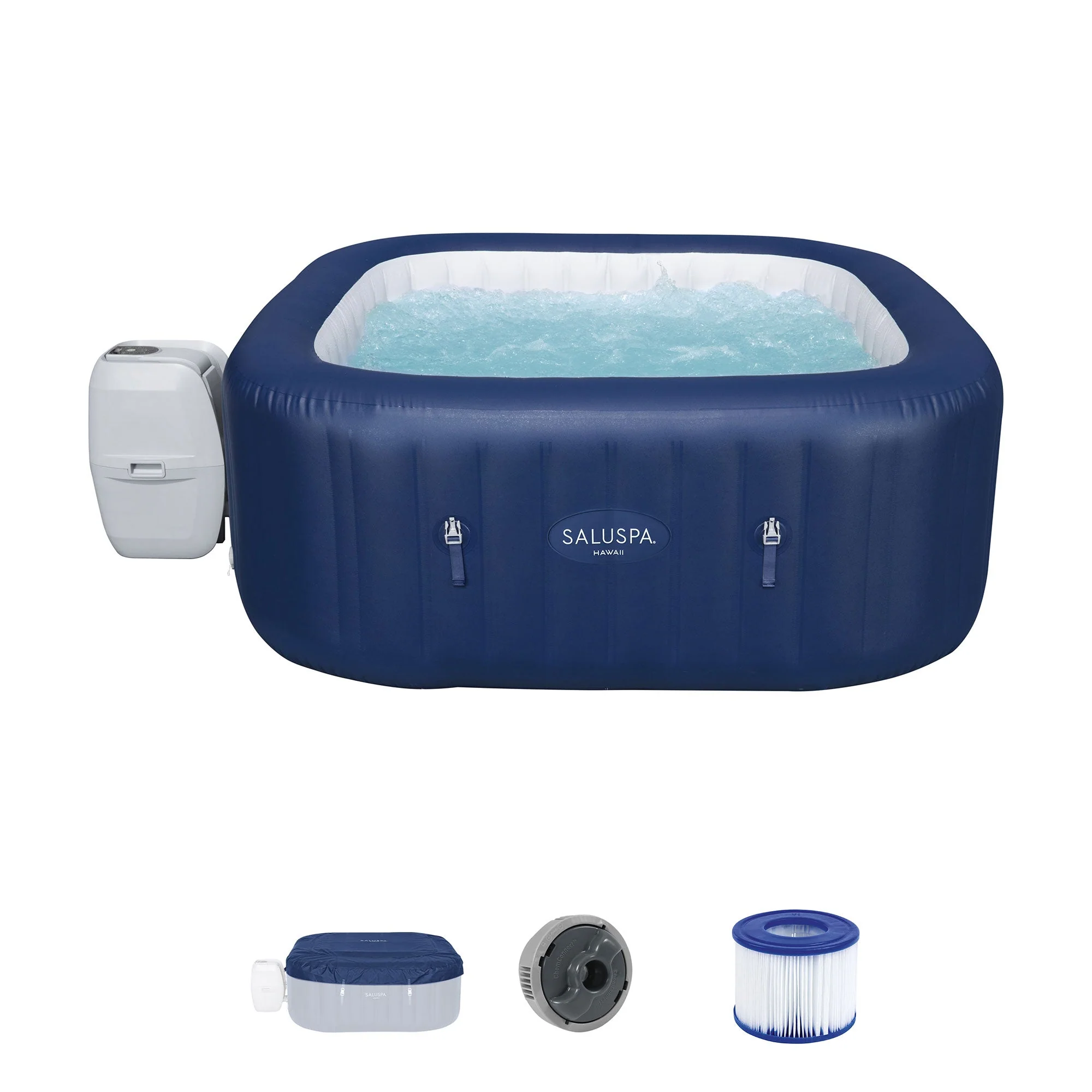 SaluSpa LED Spa Waterfall Accessory w/Bestway AirJet Inflatable Round Hot Tub - Image 3