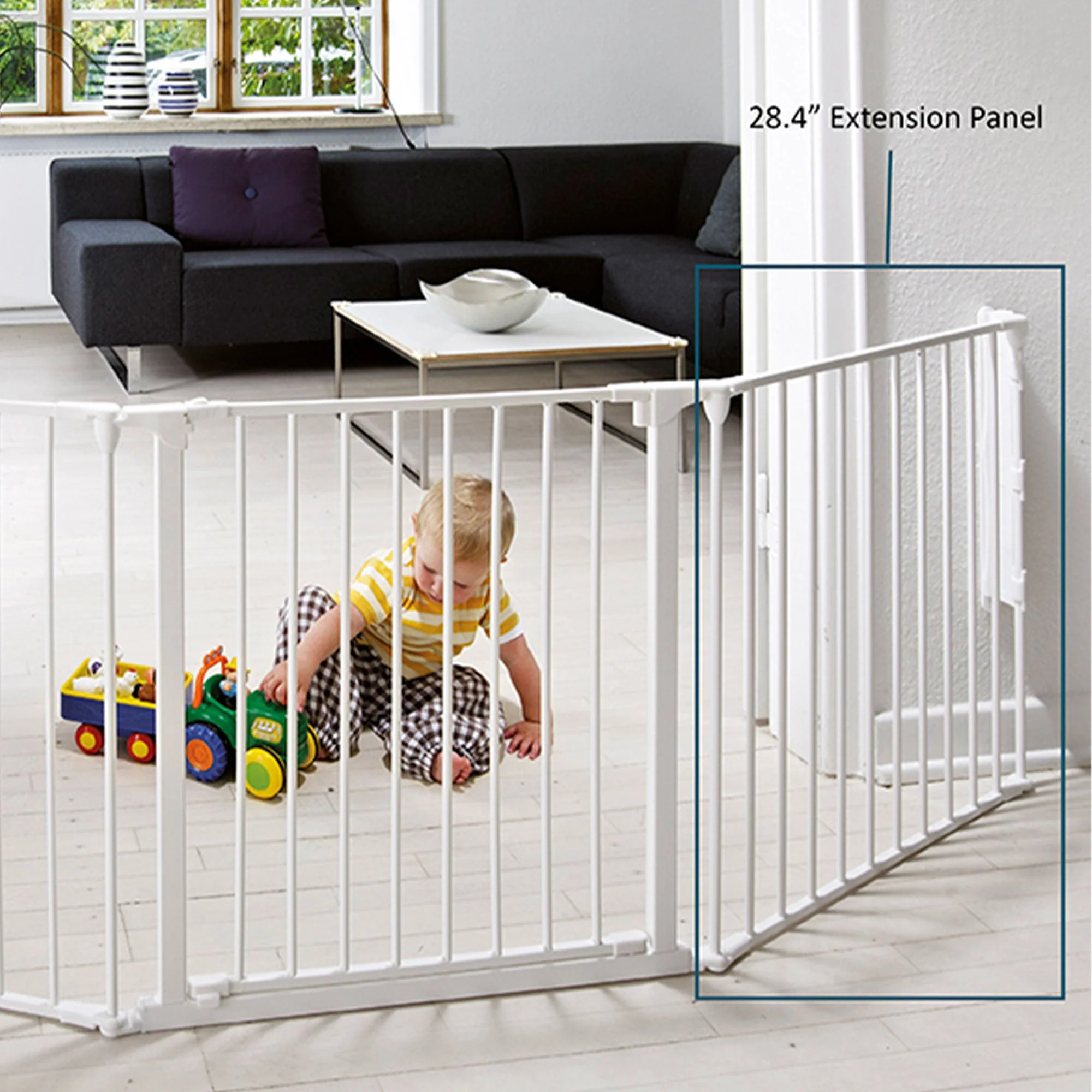 Scandinavian Pet Flex Metal 28.4in Baby Gate Extension Panel Accessory, White - Image 3