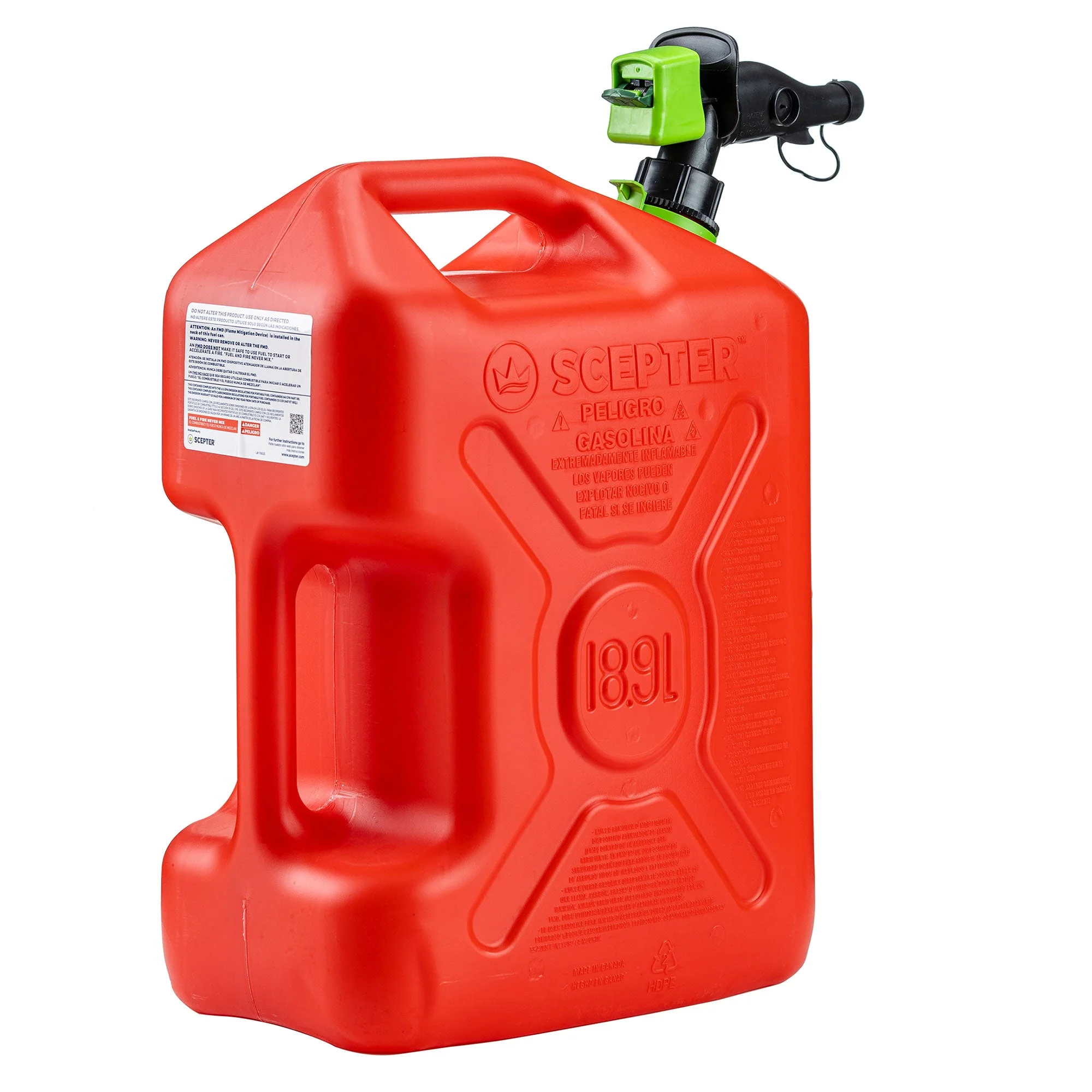 Scepter SmartControl Dual Handle Gasoline Can Container Jug, 5 Gal/18.9L, Red - Image 9