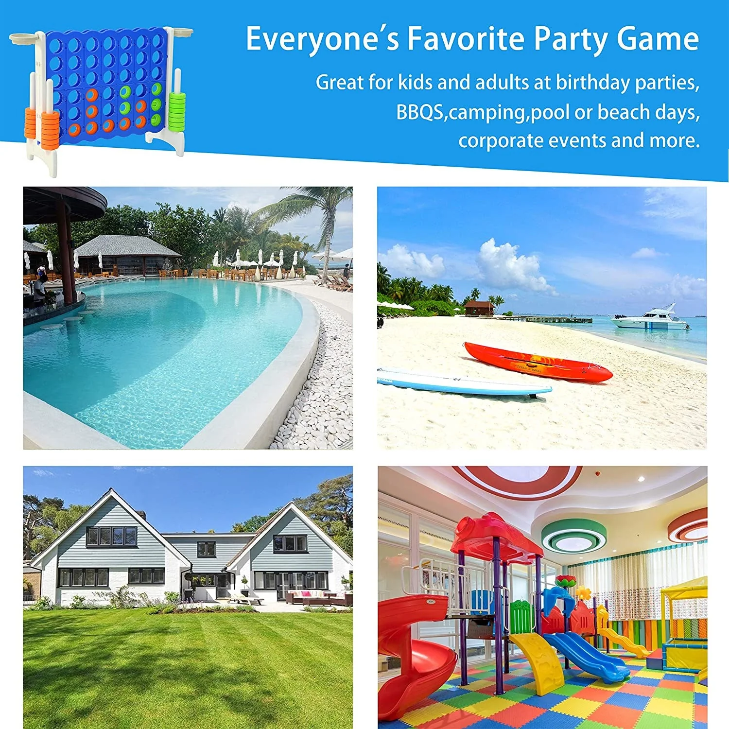 SDADI Giant Jumbo 4 in a Row Connect Game Indoor Outdoor Yard Game with Hoops - Image 6