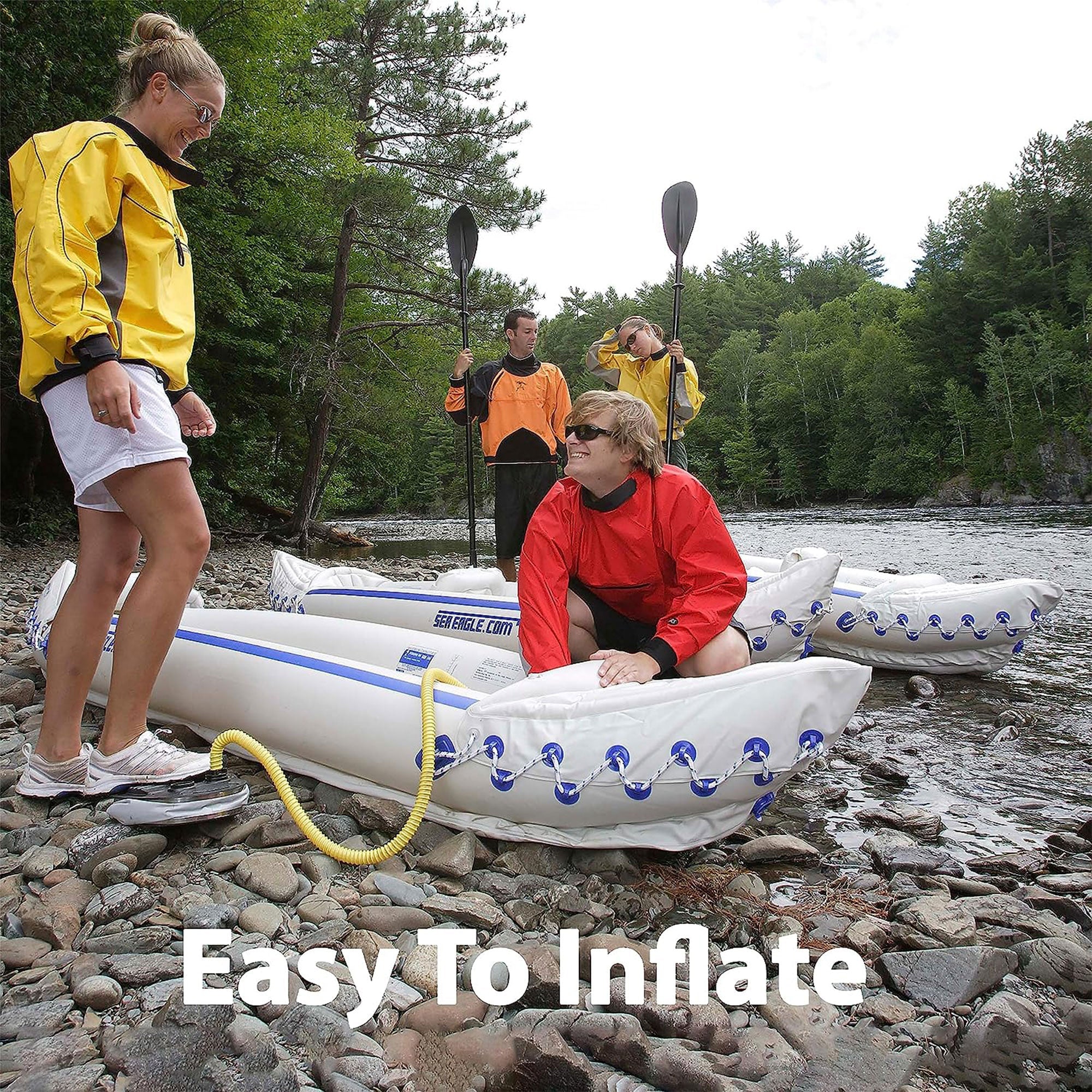 Sea Eagle 370 Pro 3 Person Inflatable Water Sport Kayak Canoe Boat with Paddles - Image 12