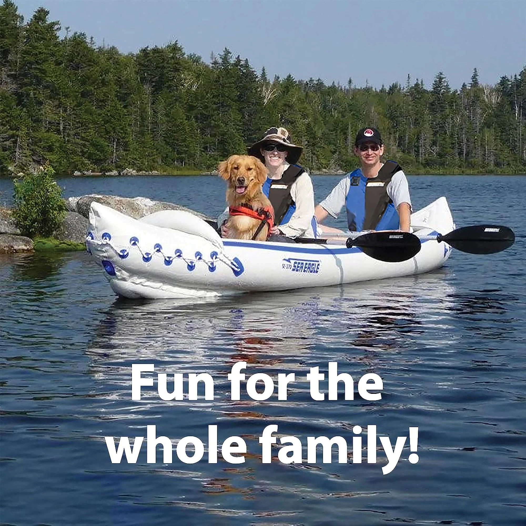 Sea Eagle 370 Pro 3 Person Inflatable Water Sport Kayak Canoe Boat with Paddles - Image 8