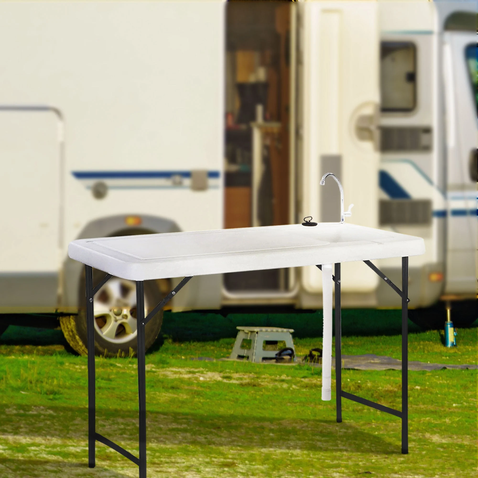 SEEK Outdoor Folding Portable Fish & Game Camping Table with Sink Faucet & Drain - Image 3