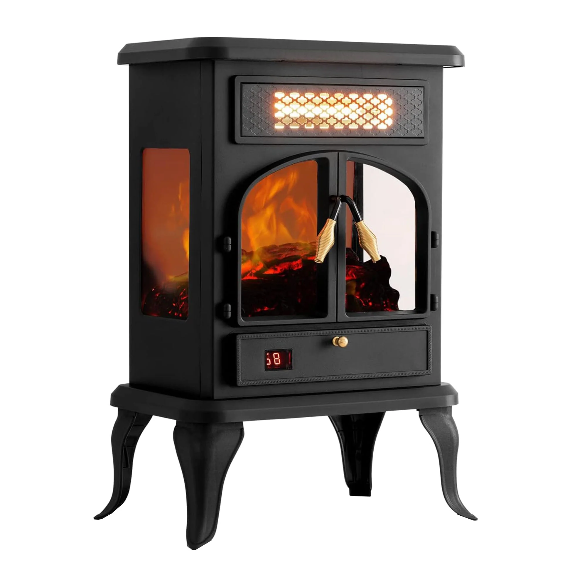selectric Freestanding Electric Fireplace Heater w/Remote, Dark Black (2 Pack) - Image 11