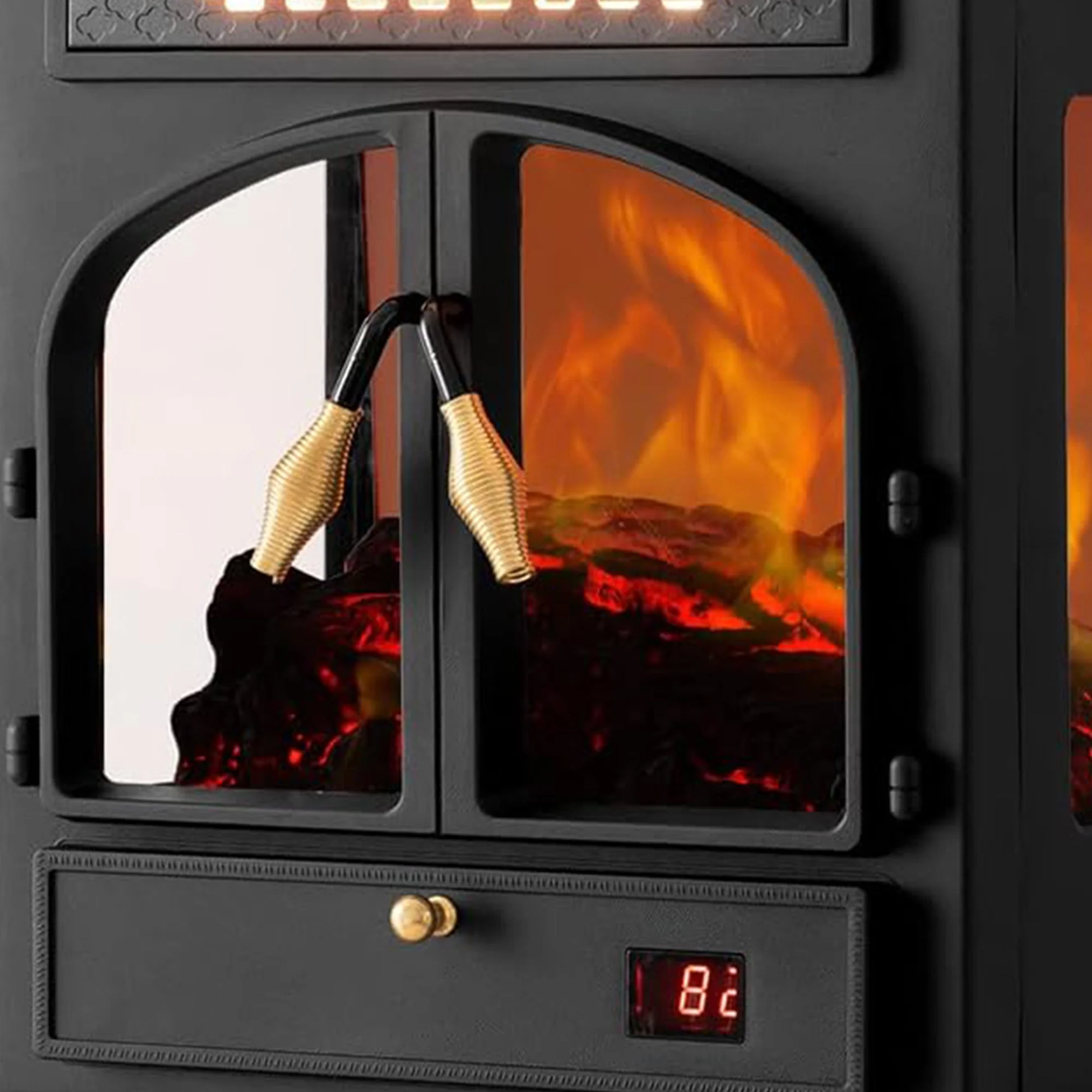 selectric Freestanding Portable Electric Fireplace Heater w/ Remote, Dark Black - Image 7