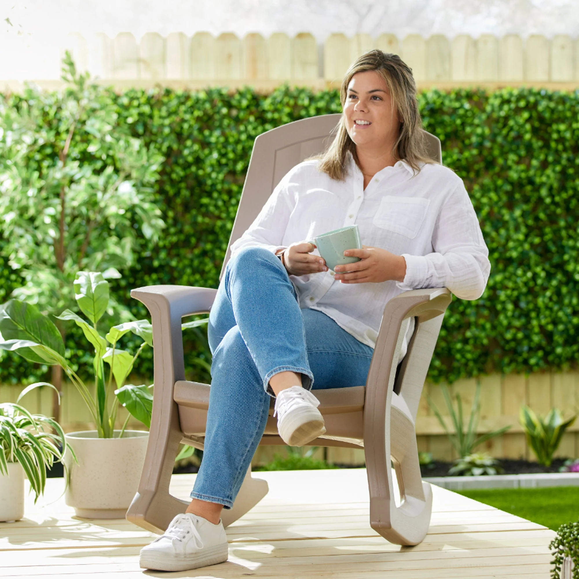 Semco Plastics Rockaway Heavy Duty All Weather Outdoor Rocking Chair (4 Pack) - Image 11