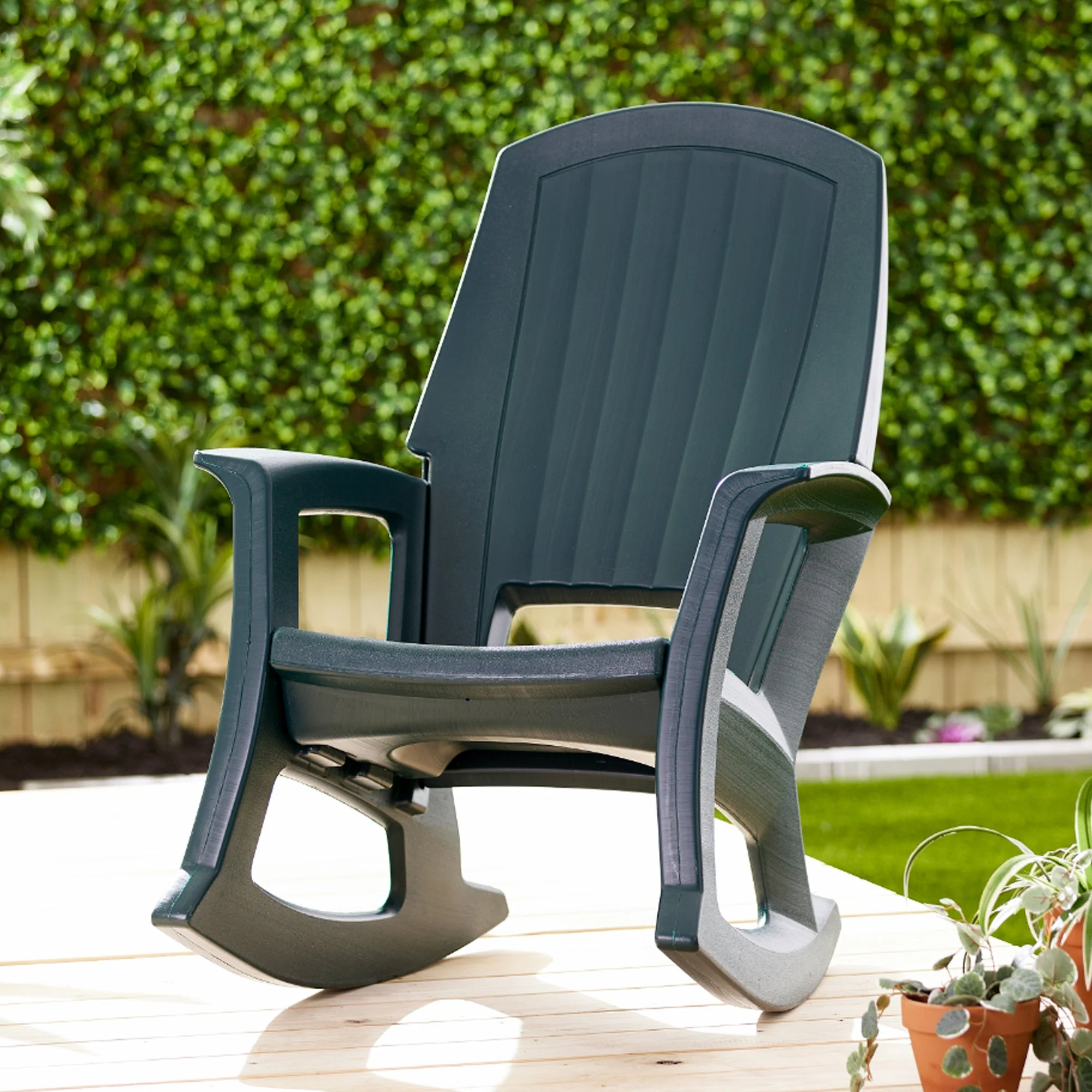 Semco Rockaway Heavy Duty All Weather Outdoor Rocking Chair, Green (2 Pack) - Image 7