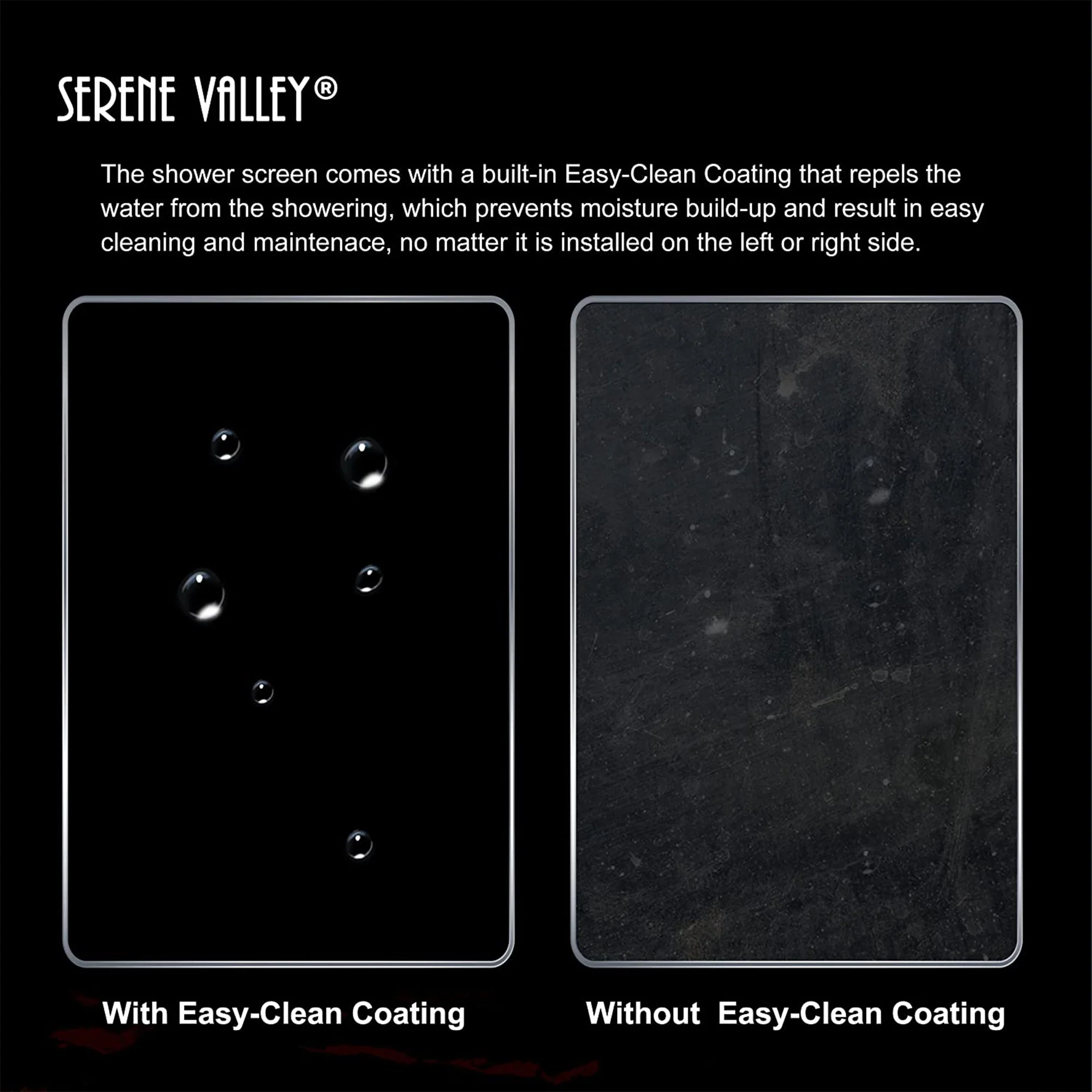 Serene Valley 34 x 72 Inch Tempered Glass Stand Alone Shower Screen, Matte Black - Image 4