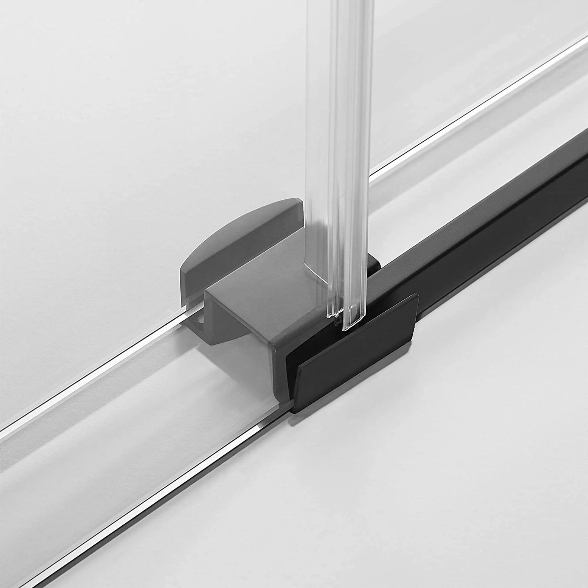Serene Valley 56 x 74 Inch Big Roller Frameless Sliding Shower Door, Matte Black - Image 4