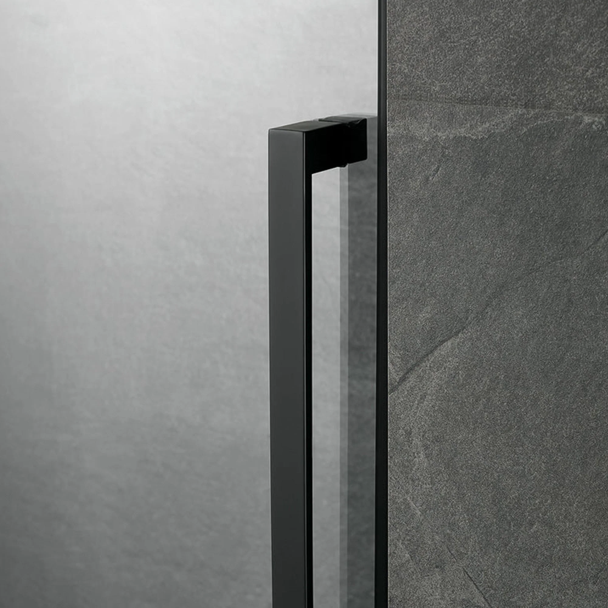 Serene Valley 68 x 74 Inch Square Rail Frameless Sliding Shower Door, Black - Image 2