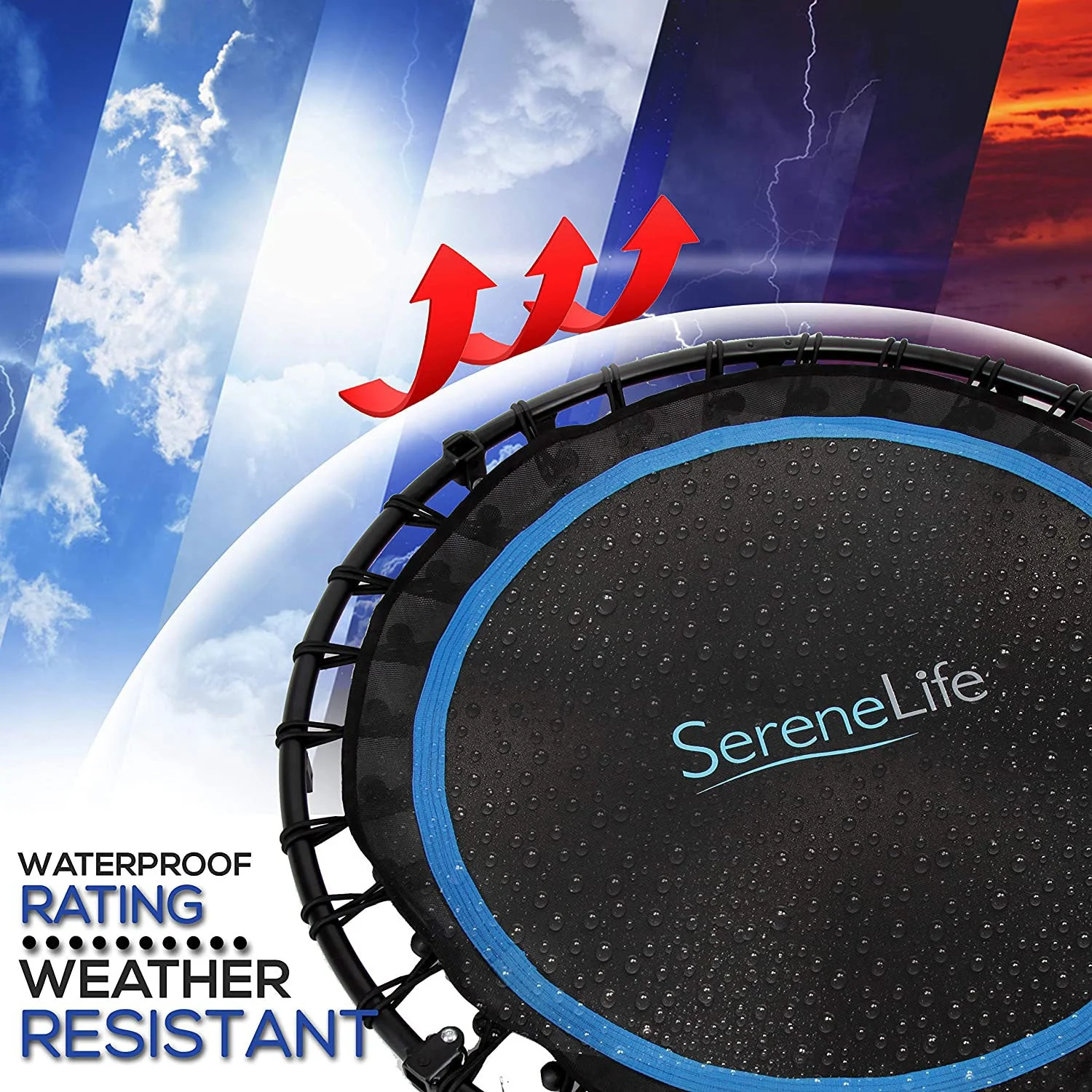 SereneLife 40 Inch Indoor Outdoor Fitness Cardio Sports Trampoline with Handrail - Image 5