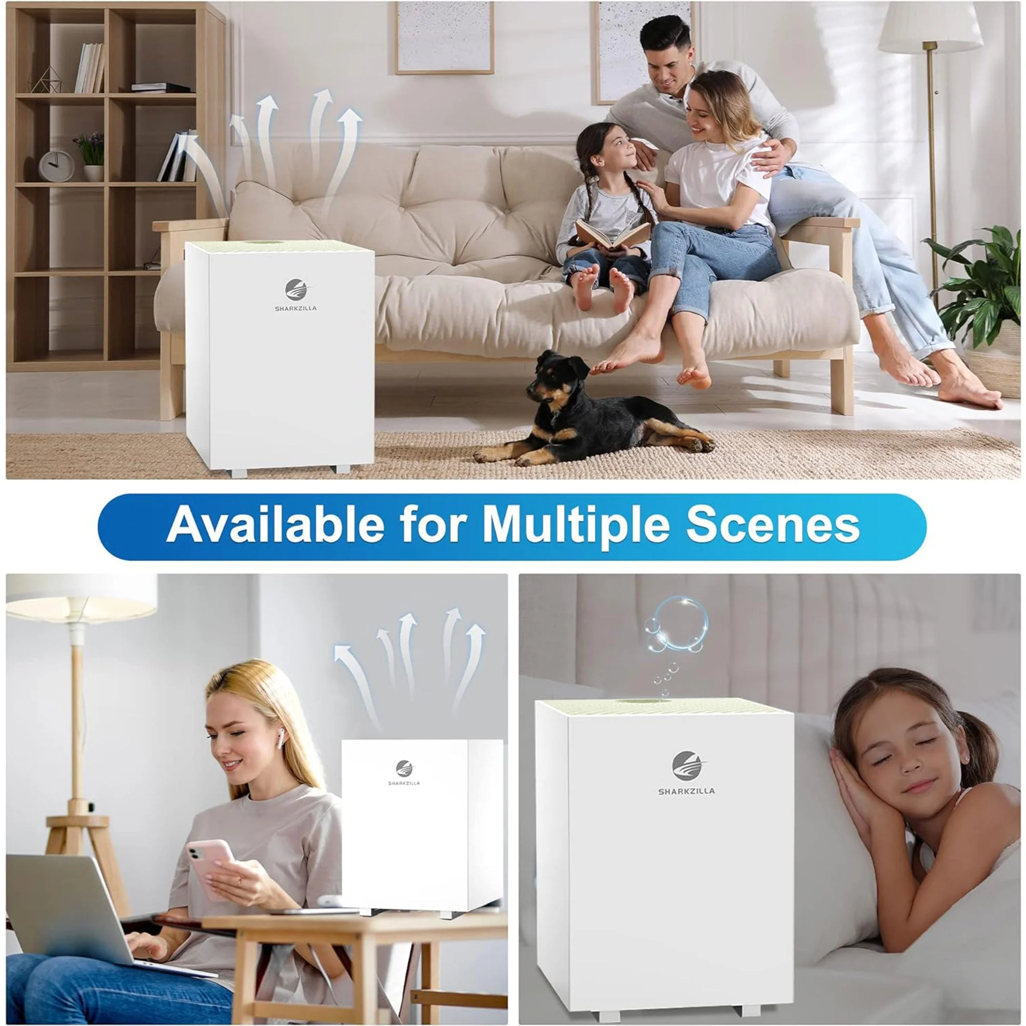 SHARKZILLA 1.3 Gallon Plastic Evaporative No Mist Humidifier with Timer, White - Image 9