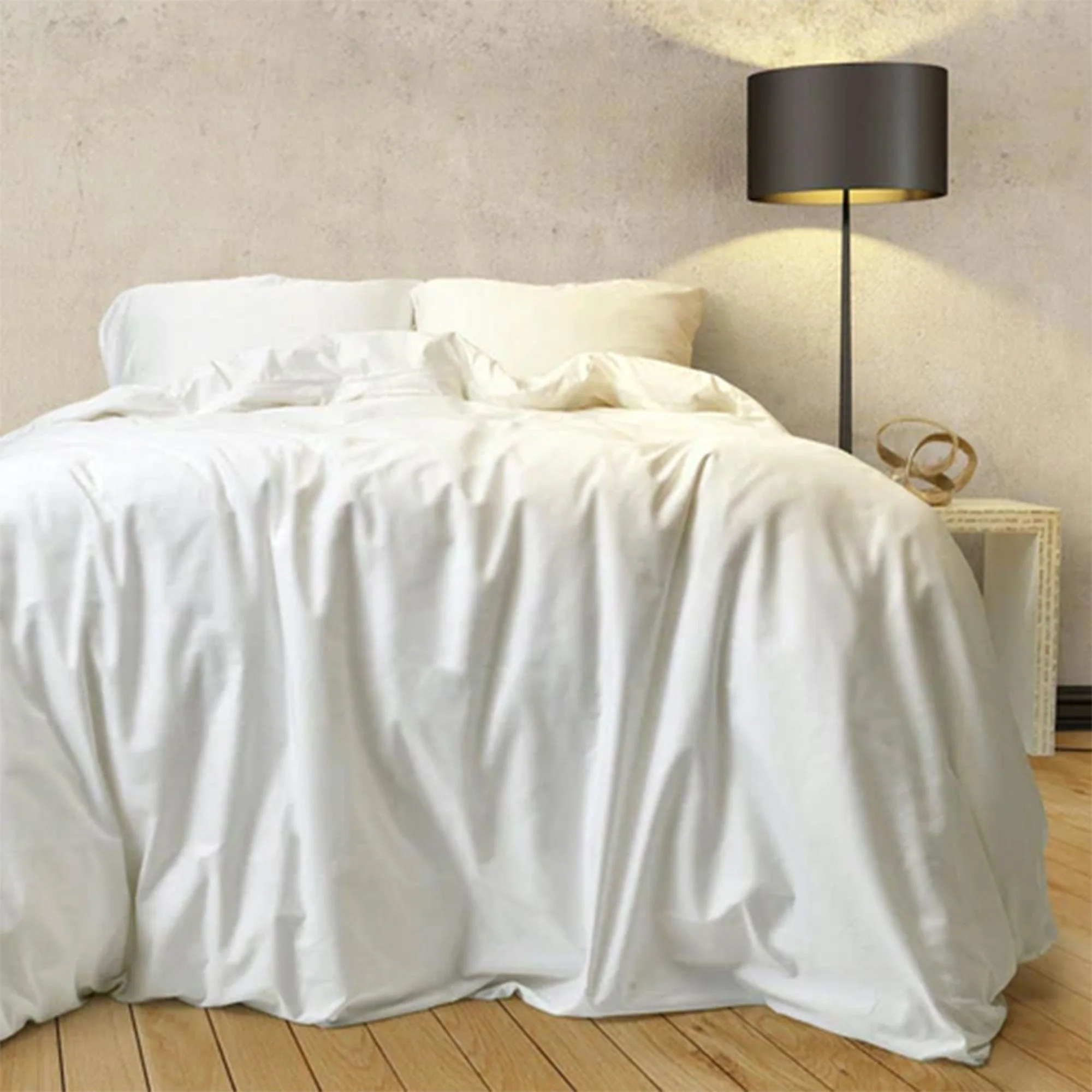 Sleepgram Supima 400 Thread Count Cotton Duvet Cover and Travel Bag, King, White - Image 3