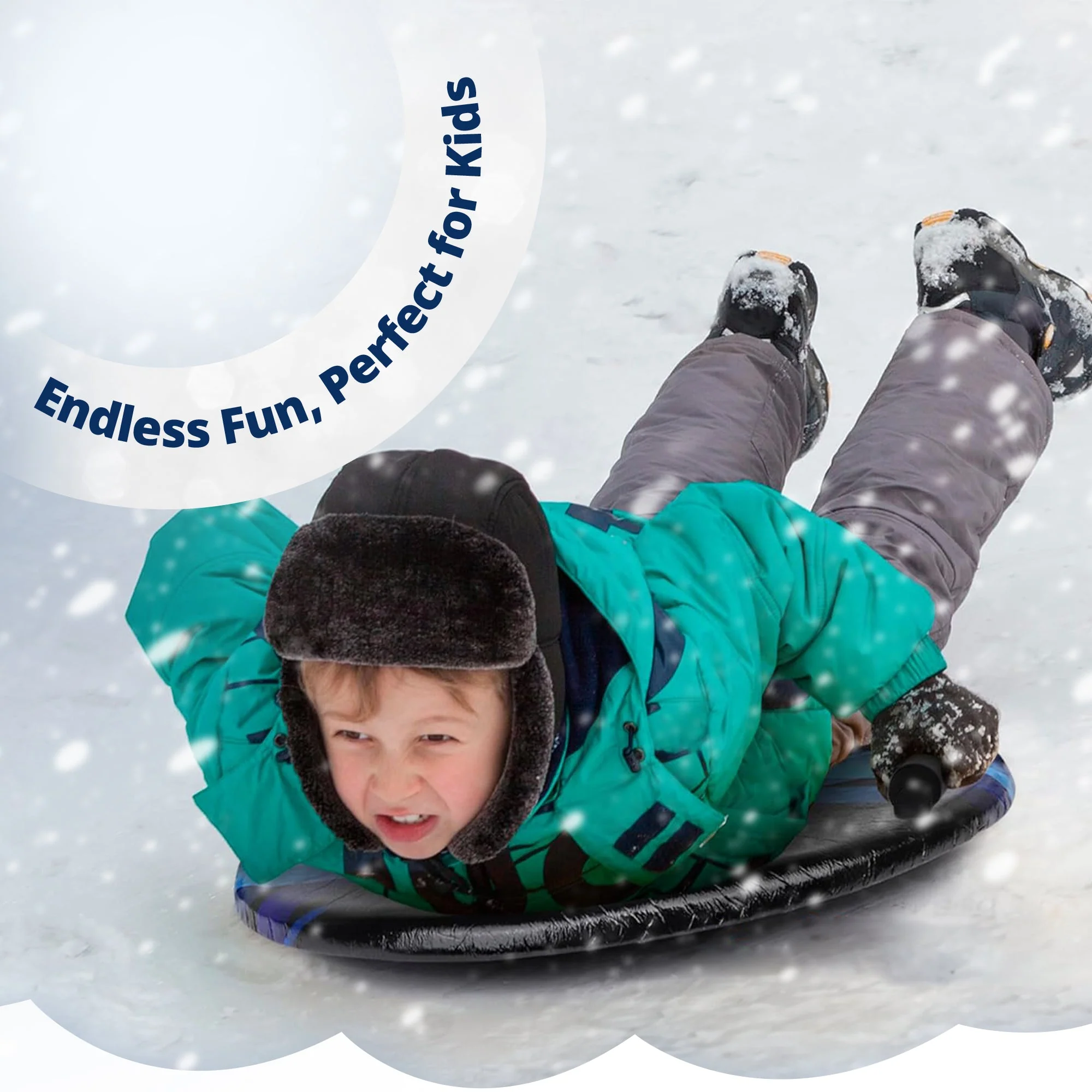 Slippery Racer Downhill Zeus Kids Foam Saucer Disc Snow Sled, Midnight Hologram - Image 5