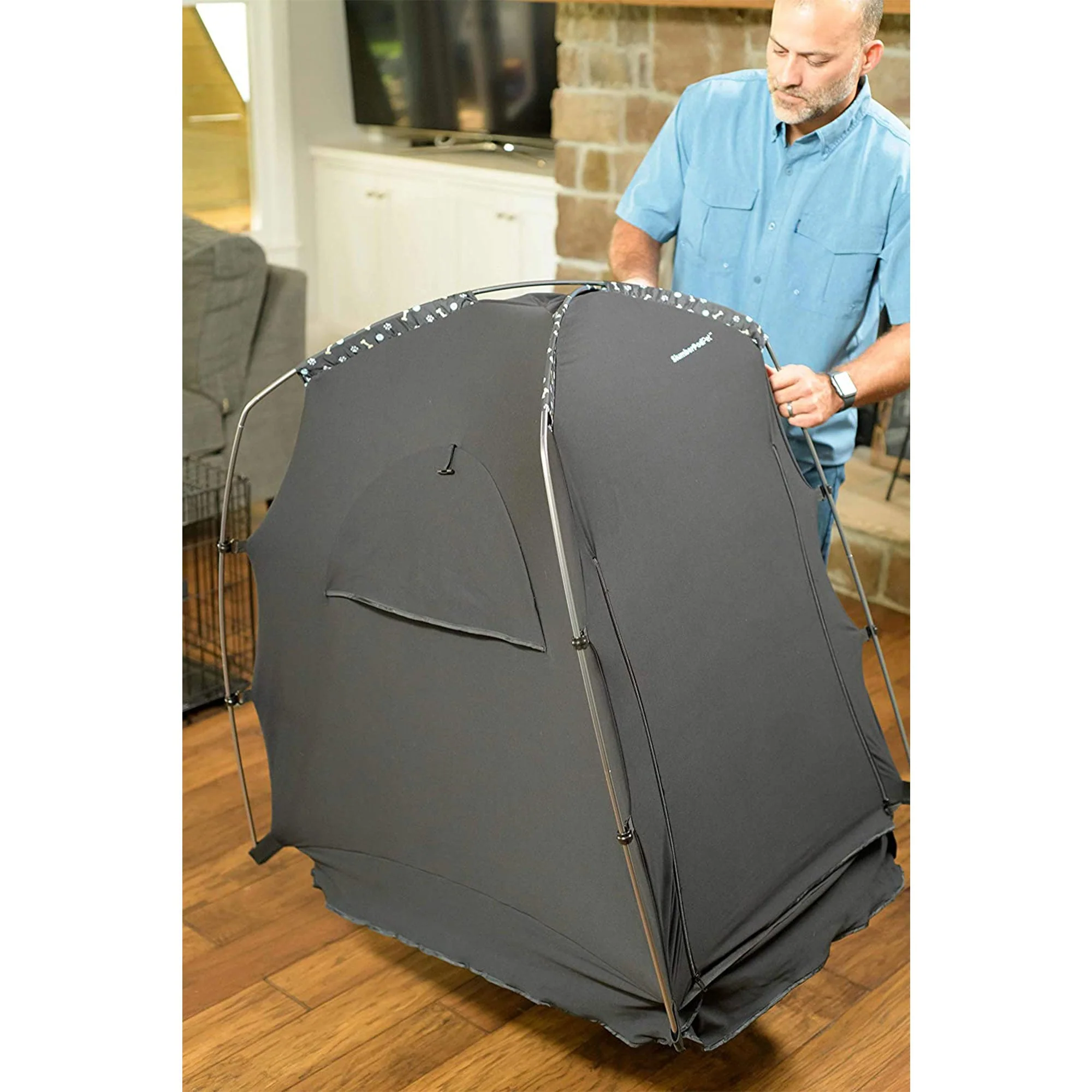 SlumberPod Privacy Pod Portable Polyester Kennel Tent or Pet Bed Cover, Black - Image 8