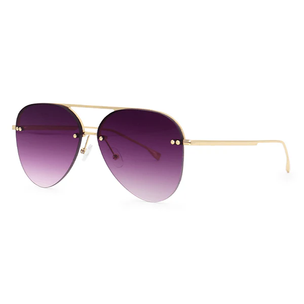 Smaller Megan 2 - Purple Metal Aviator Sunglasses with Gold Frame - Image 3