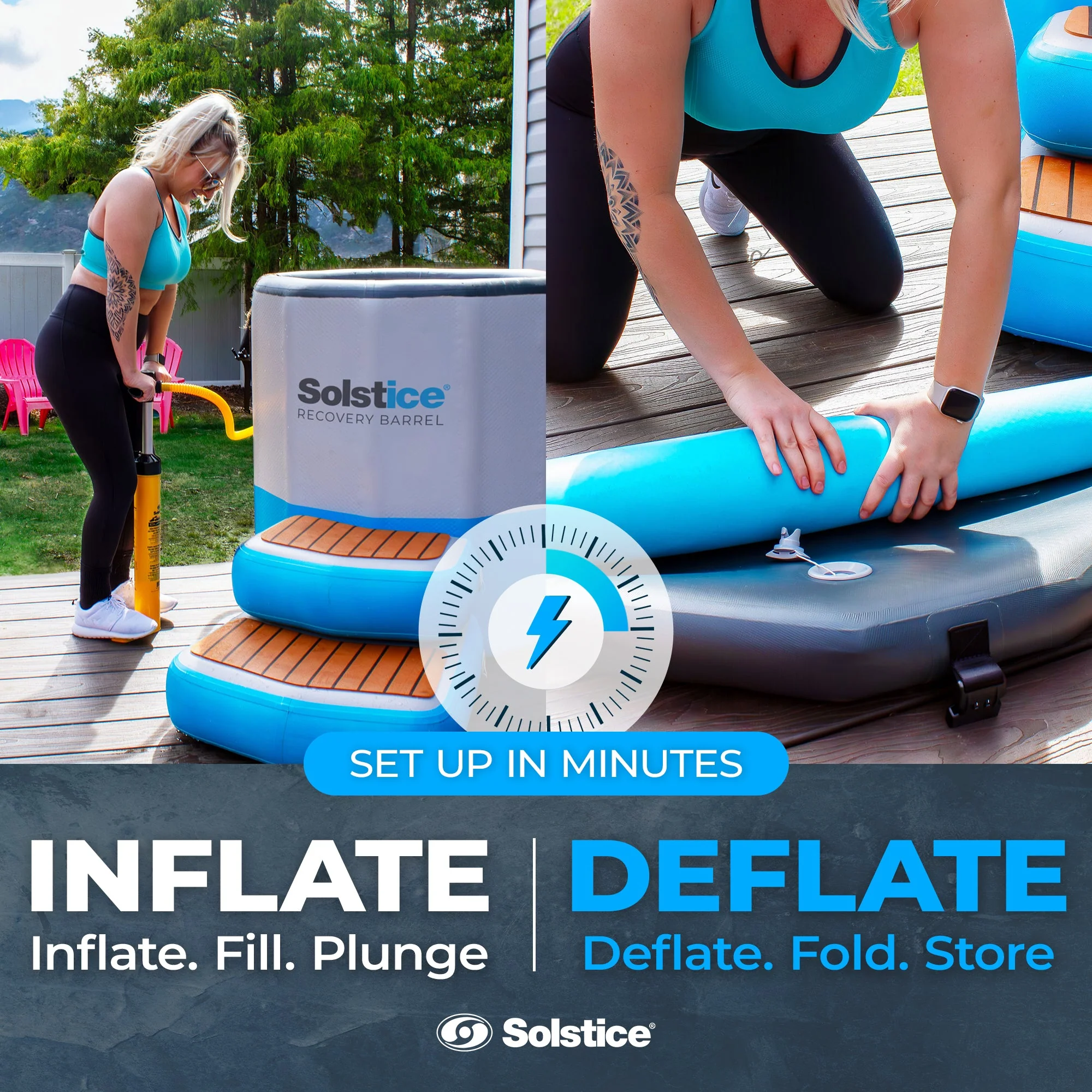 Solstice Original Inflatable Cold Plunge Ice Bath Tub Standing Recovery Barrel - Image 5