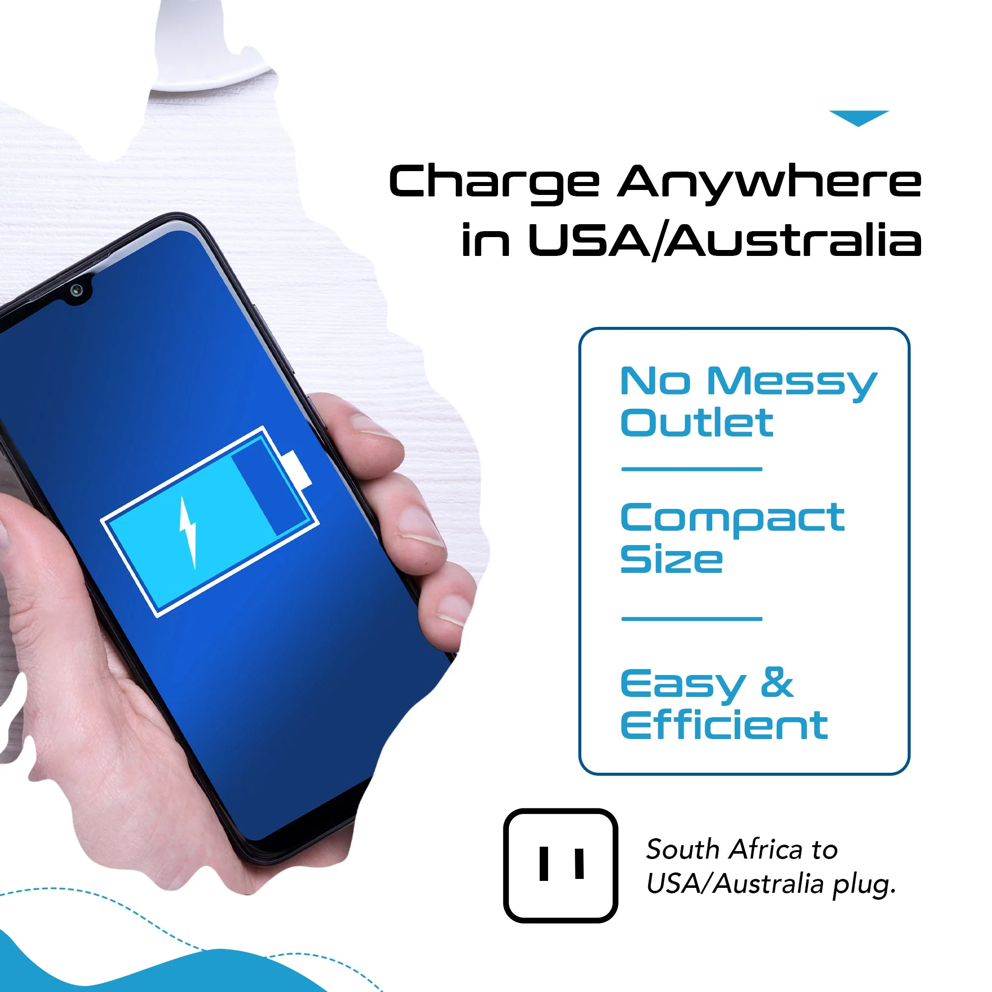 South Africa to USA/Australia - Type A, I - Travel Plug Adapter - Non-Grounded (SA-US-AU) - Image 6