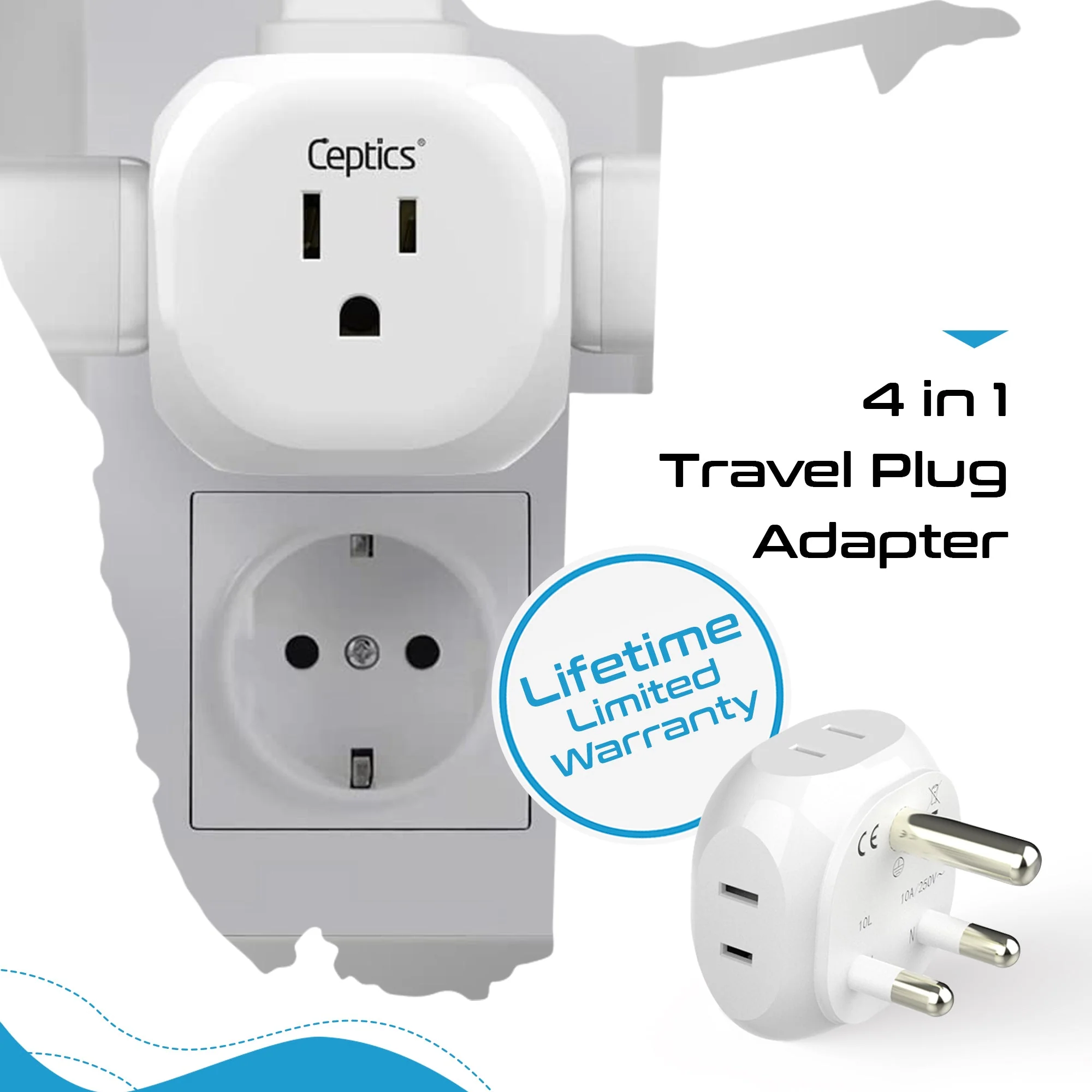 South Africa Travel Adapter Set - 4 in 1 - Ultra Compact - Light Weight (PT-7-10L-4PK) - Image 6