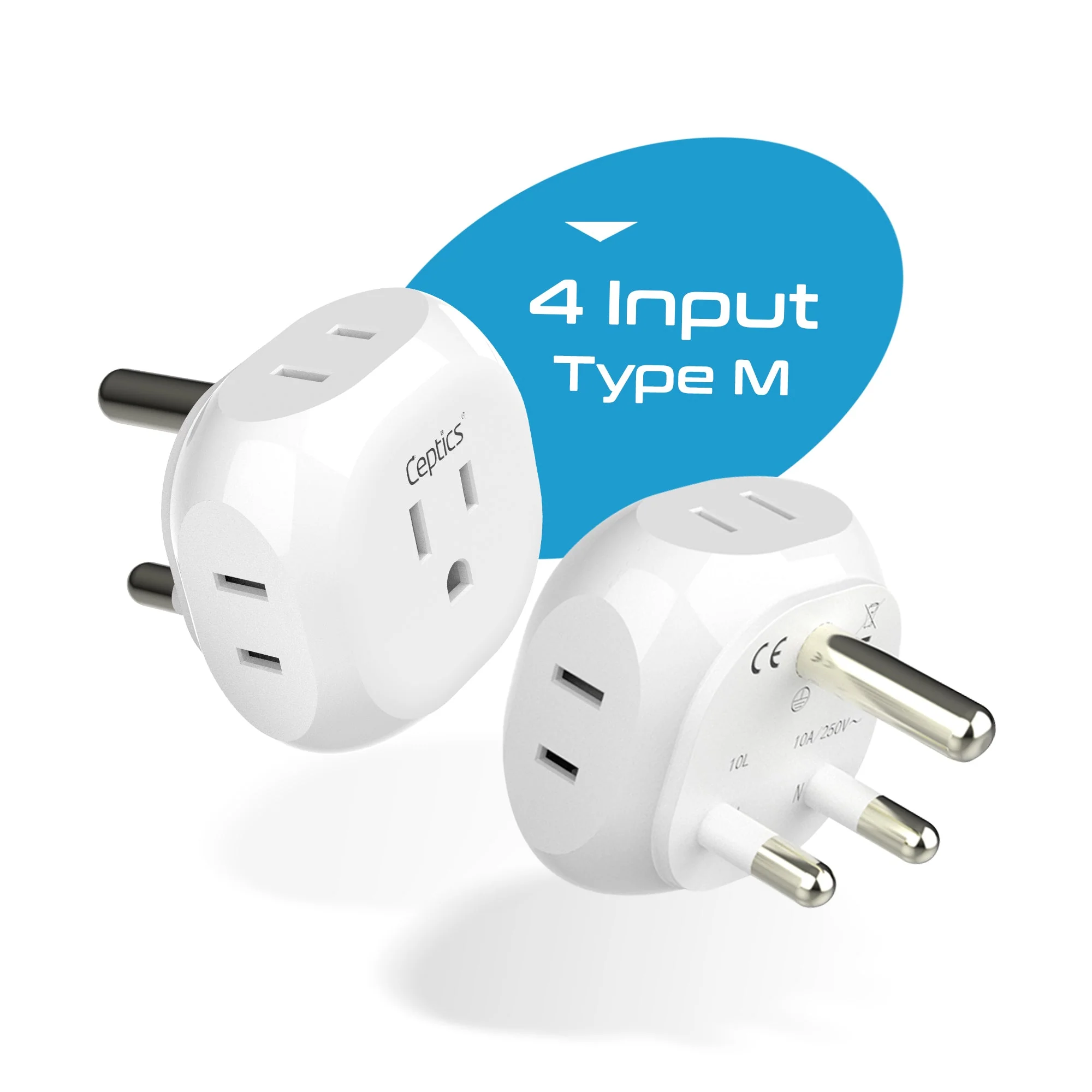 South Africa Travel Plug Adapter - 4 in 1 - Ultra Compact - Light Weight (PT-10L) - Image 2