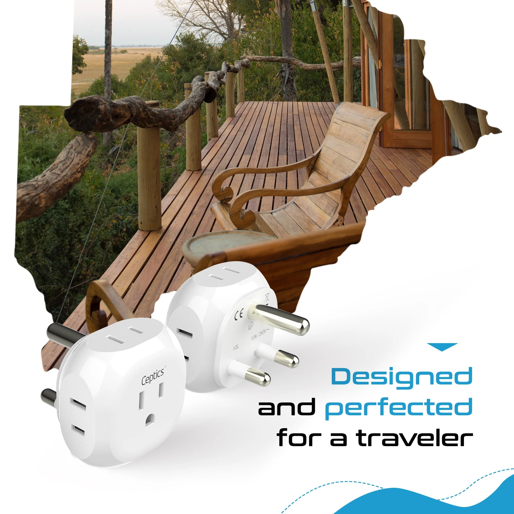 South Africa Travel Plug Adapter - 4 in 1 - Ultra Compact - Light Weight (PT-10L) - Image 4