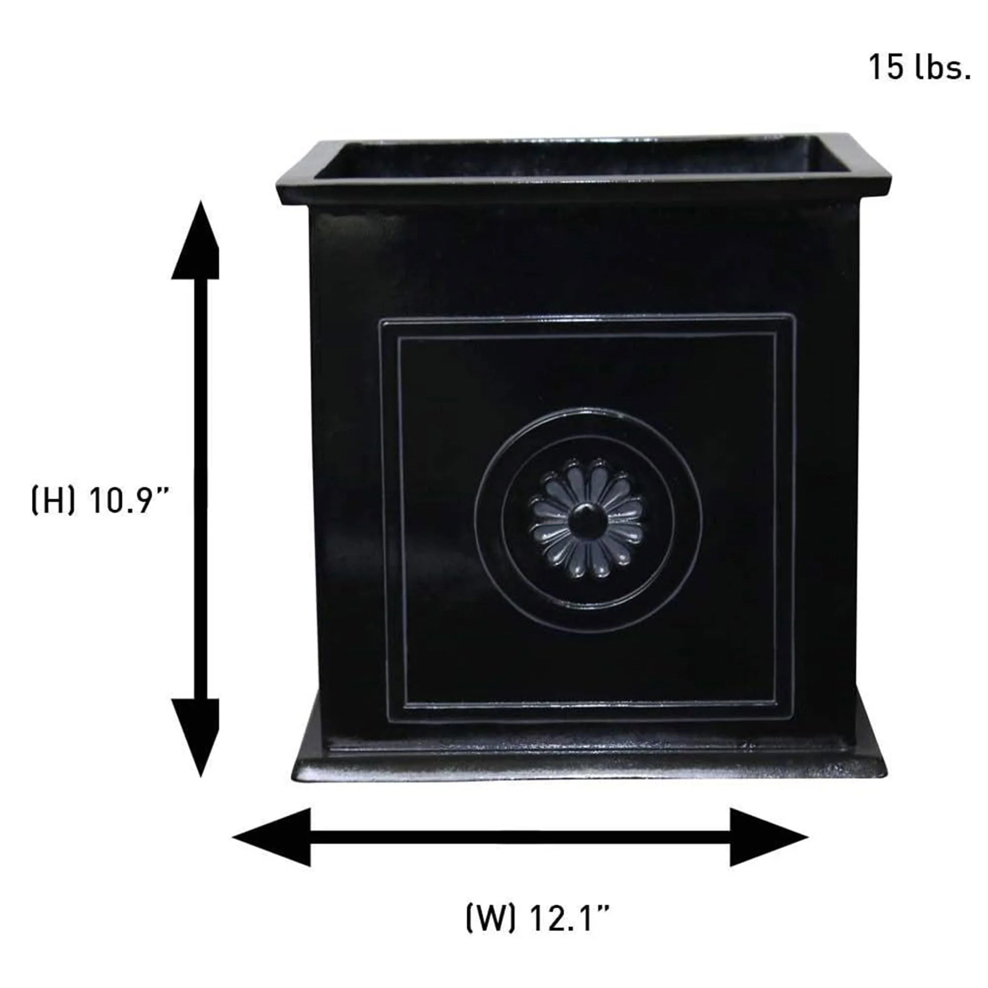 Southern Patio CMX-042426 Colony 16 Inch Square Resin Planter Urn, Black (2 Set) - Image 2