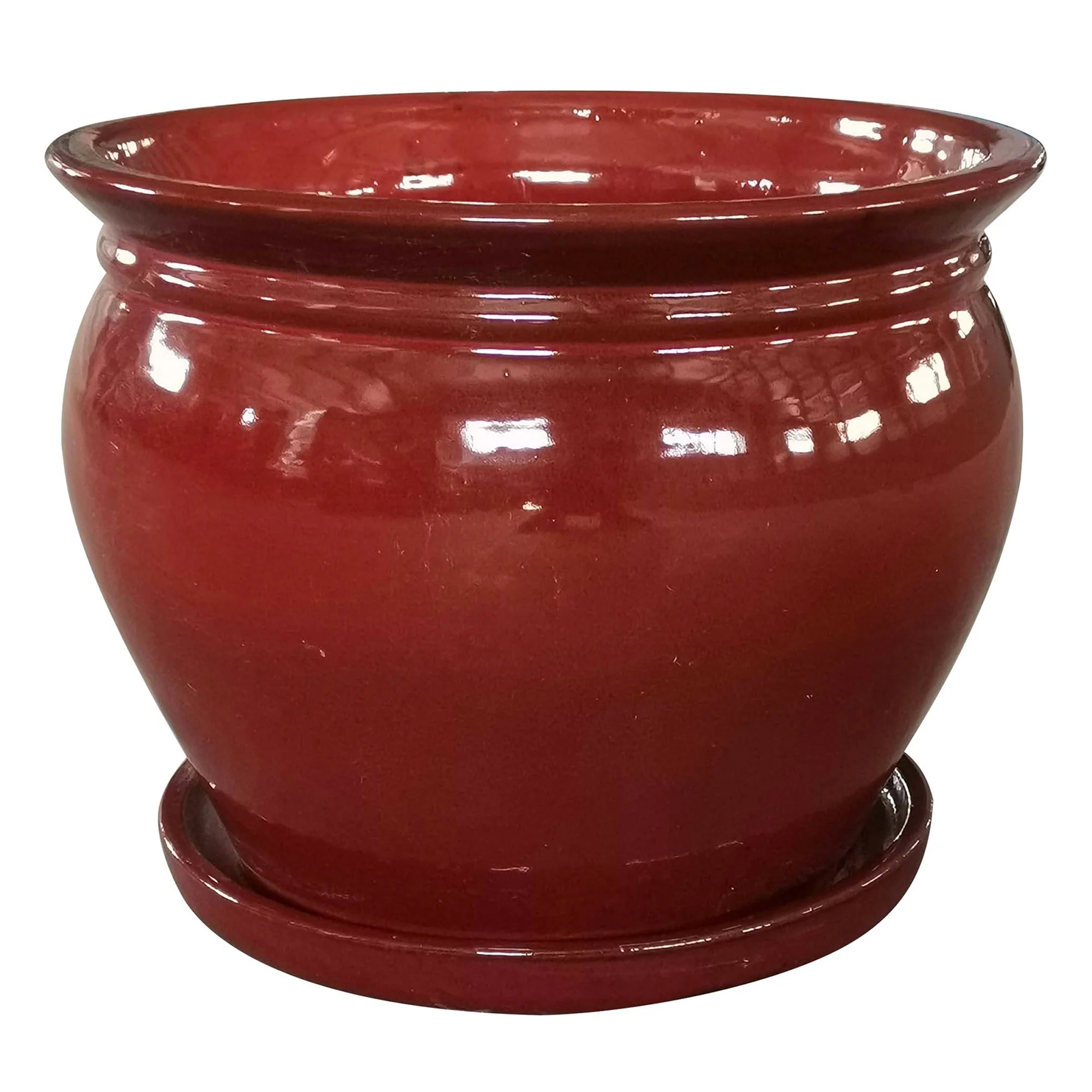 Southern Patio Wisteria 8" Round Ceramic Planter Pot with Saucer, Red (4 Pack) - Image 2
