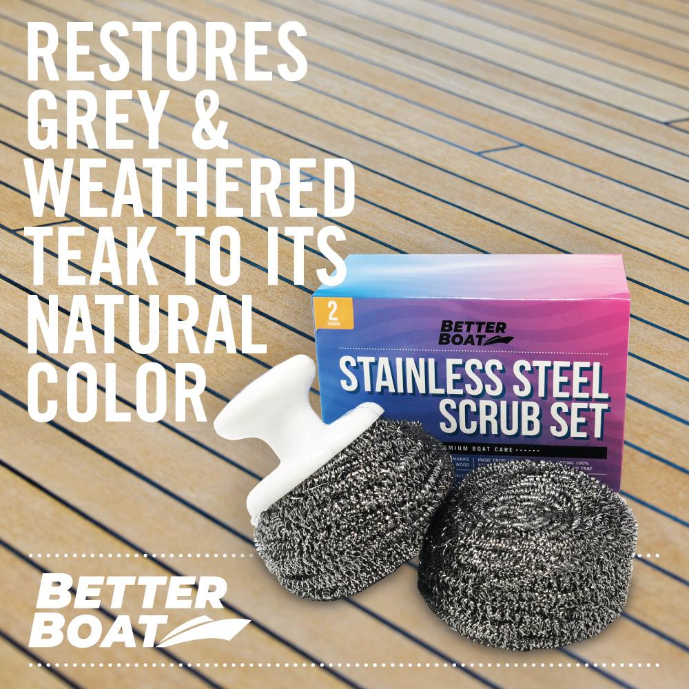 Stainless Steel Scrub Set for Teak Decks with Handle - Image 6