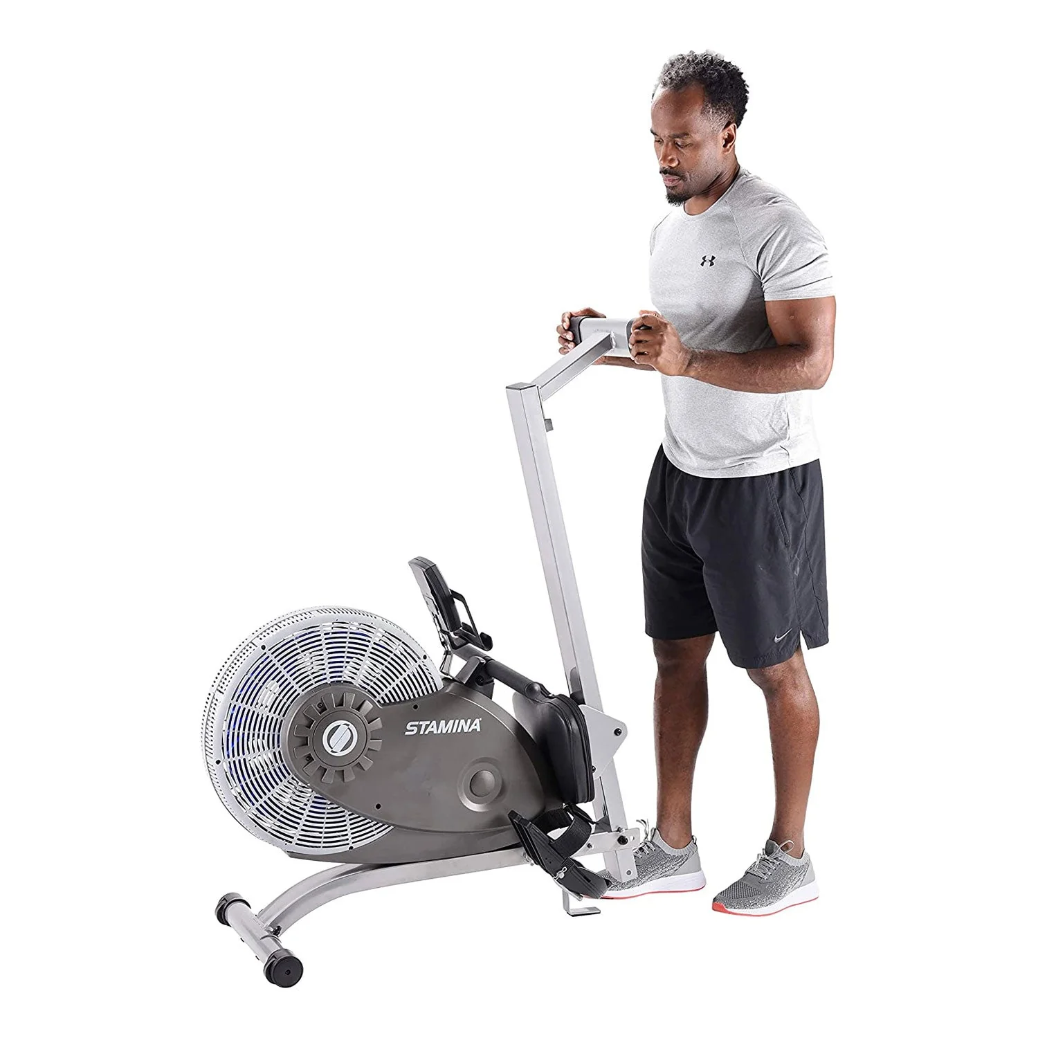 Stamina Products 1406 ATS Folding Cardio Exercise Air Rower Rowing Machine, Gray - Image 4