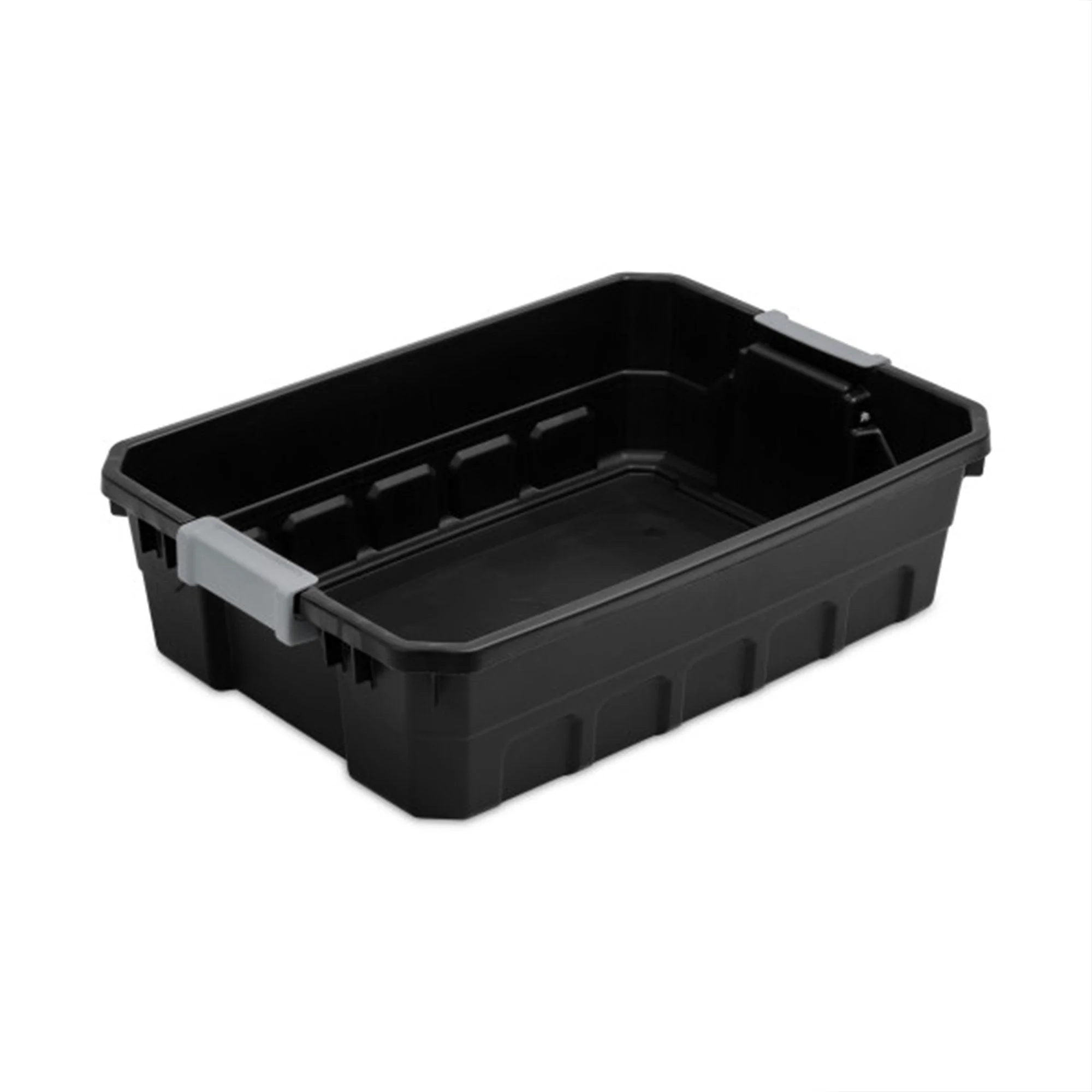 Sterilite 10 Gallon Industrial Stacker Storage Totes w/ Gray Clip Lids (12 Pack) - Image 10