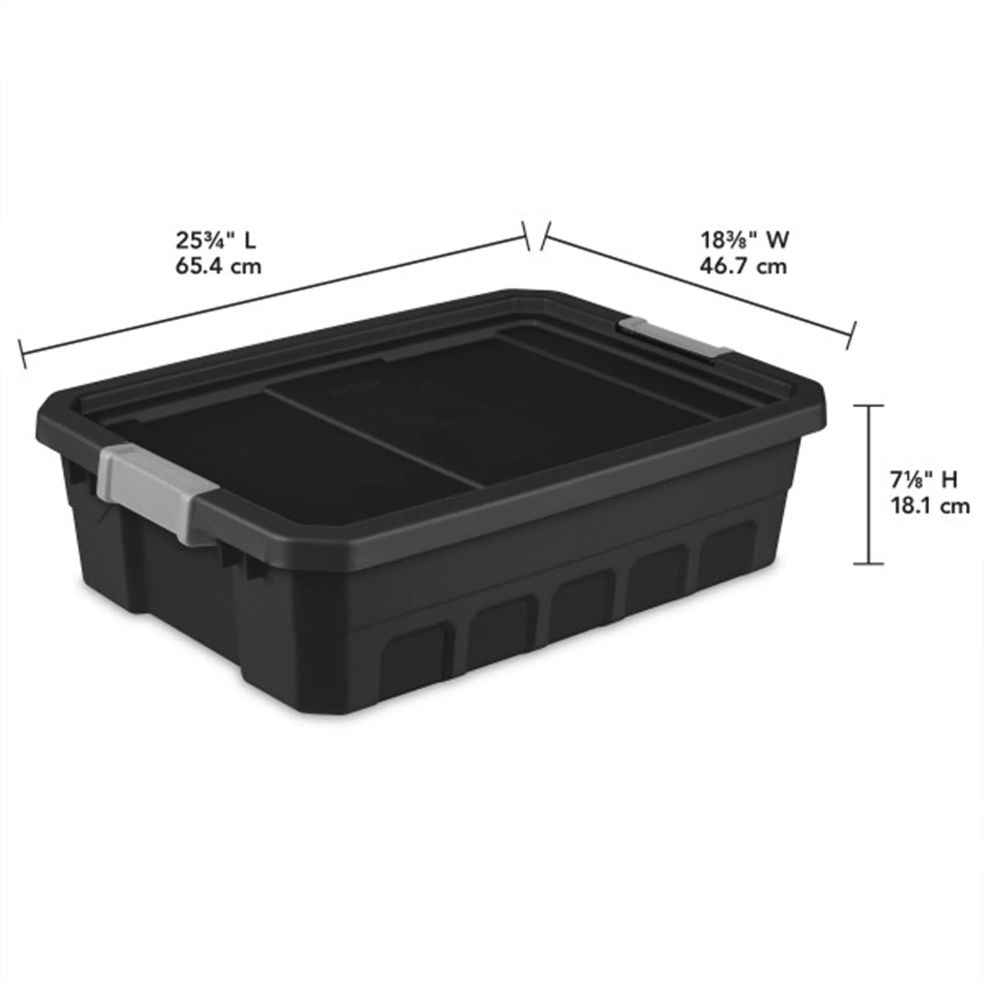 Sterilite 10 Gallon Industrial Stacker Storage Totes w/ Gray Clip Lids (12 Pack) - Image 3