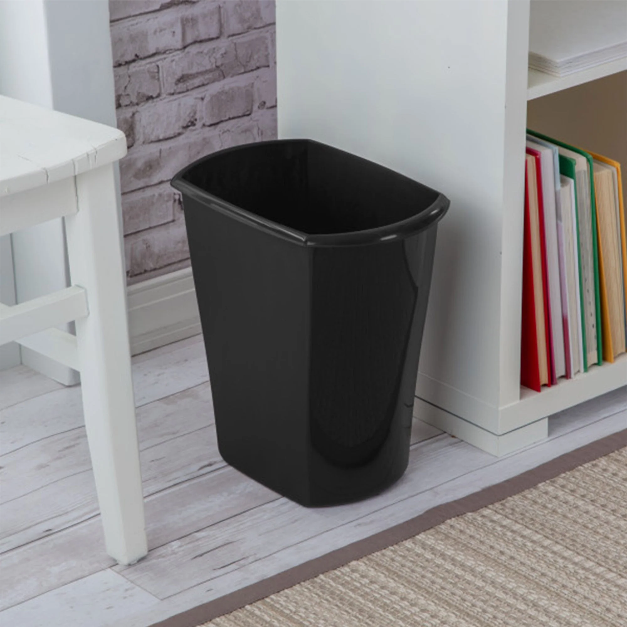 Sterilite 10519006 3 Gallon Ultra Plastic Wastebasket Trash Can, Black (6 Pack) - Image 4