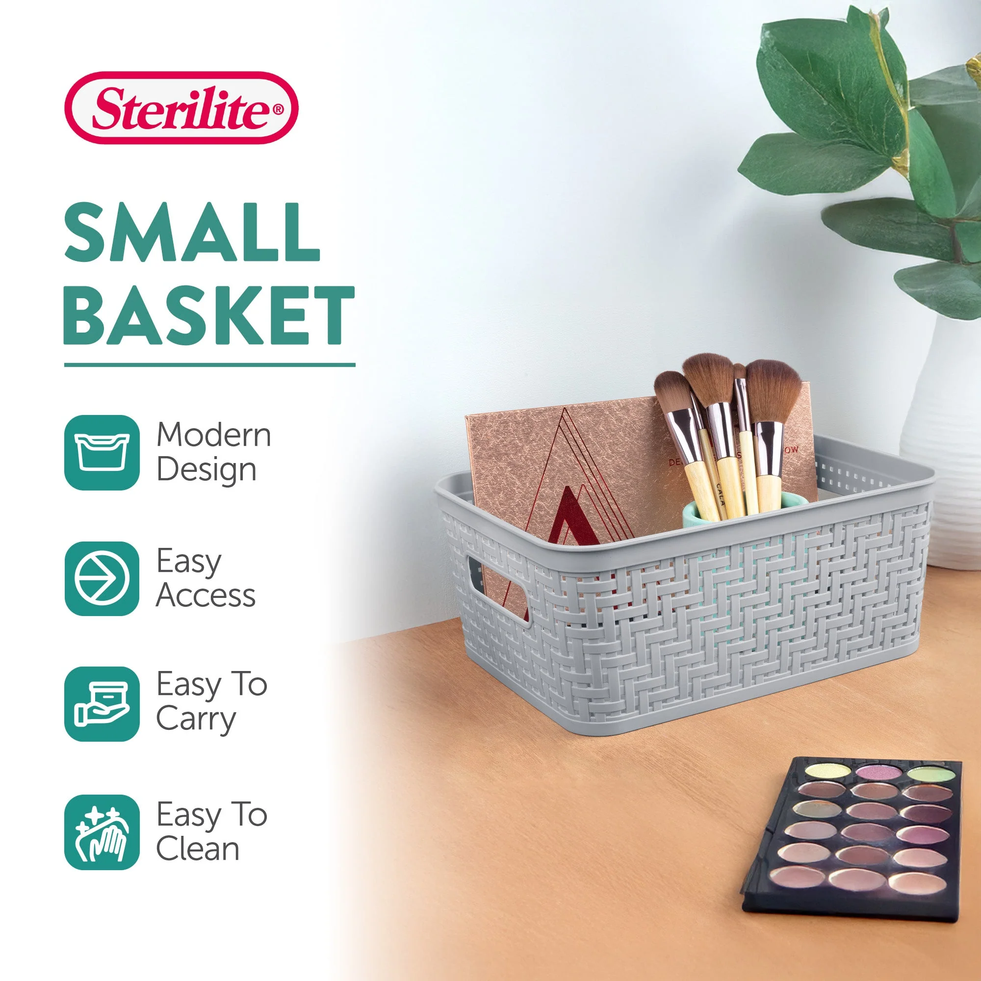Sterilite 10x8x4.25 Inch Rectangular Short Basket for Home Organization (8 Pack) - Image 3