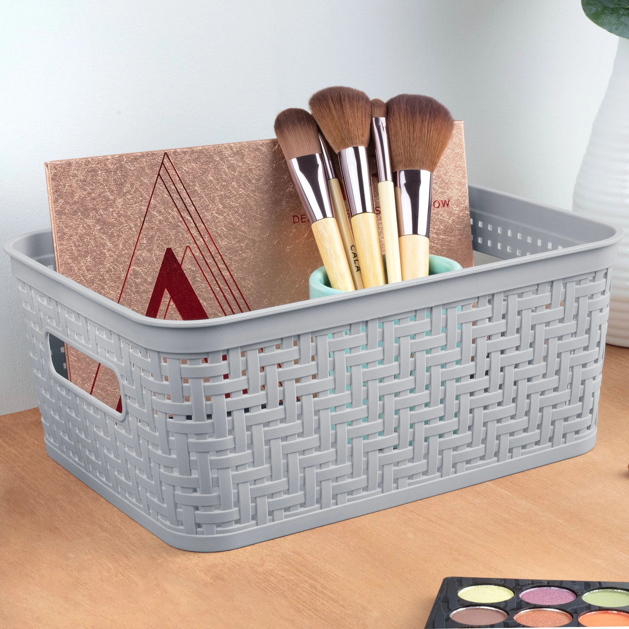 Sterilite 10x8x4.25 Inch Rectangular Short Basket for Home Organization (8 Pack) - Image 4