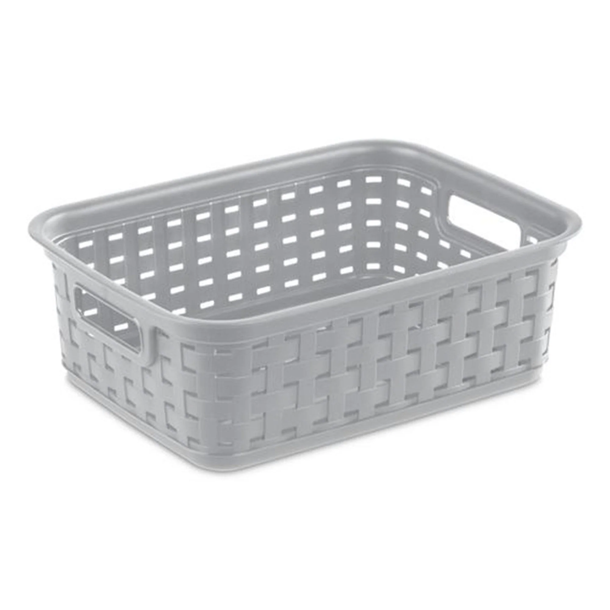 Sterilite 11" Small Weave Open Bin Organize Wicker Storage Basket, Grey, 32 Pack - Image 4