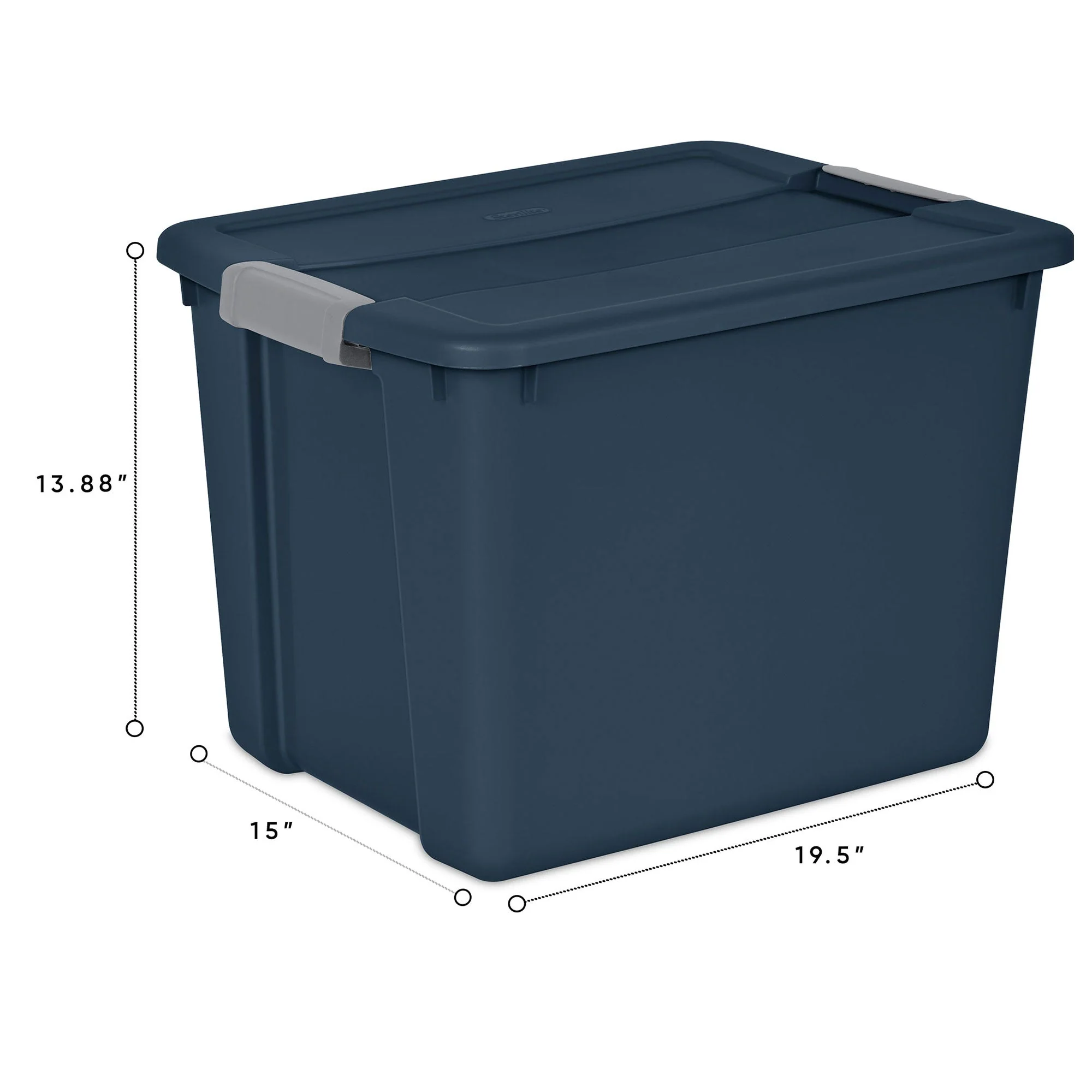 Sterilite 12 Gal Stackable Plastic Storage Tote Container w/ Lid, Blue (4 Pack) - Image 3