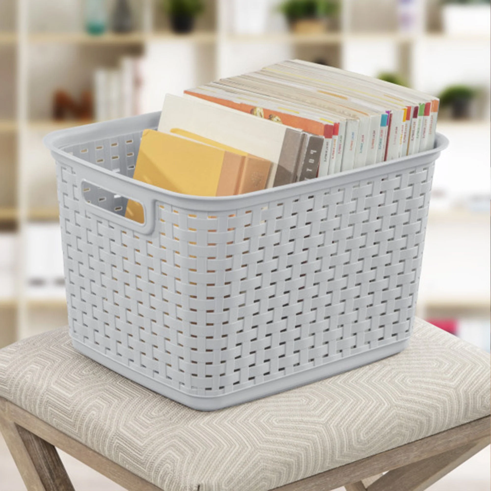 Sterilite 12736 Tall Weave Plastic Laundry Hamper Storage Basket, Gray (12 Pack) - Image 4
