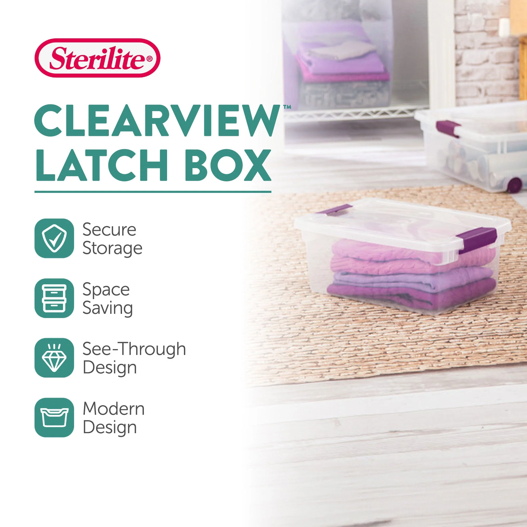 Sterilite 15 Qt. Plastic Stackable Storage Container with Lid, Clear (12 Pack) - Image 2