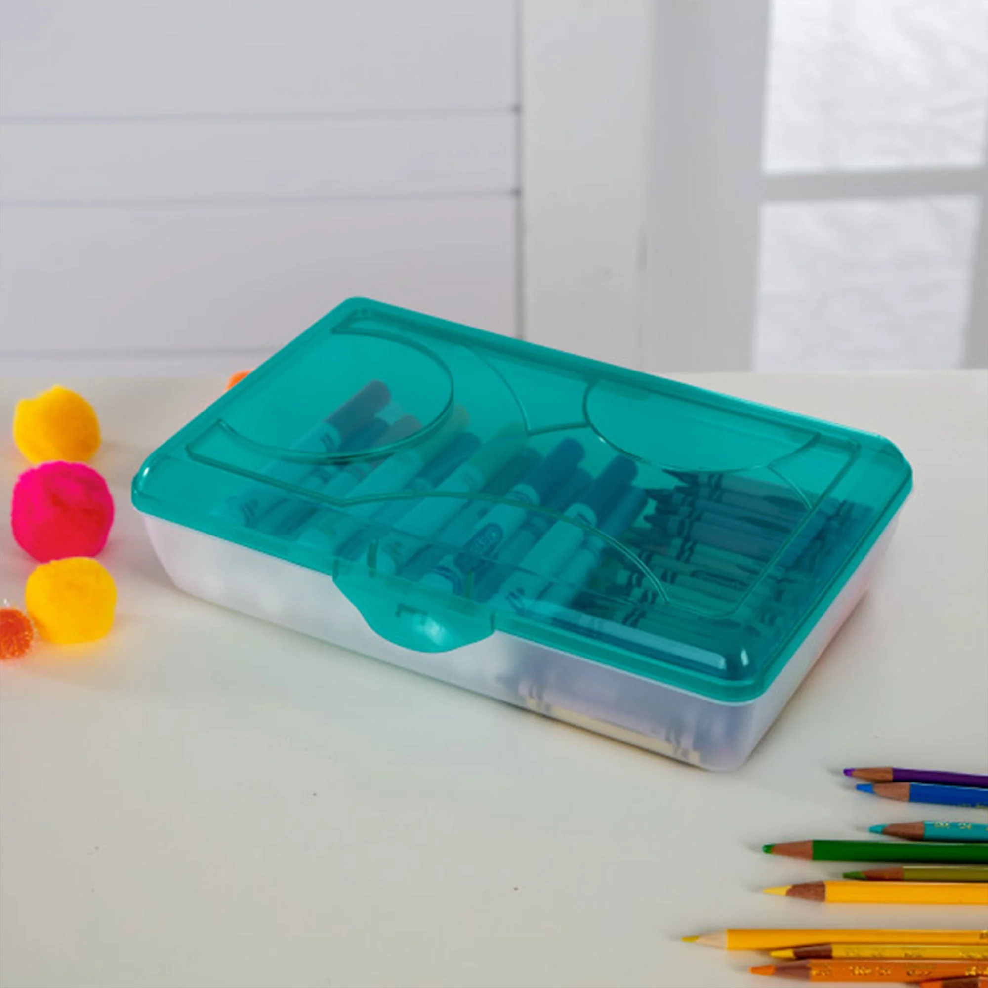 Sterilite 17296W06 Multipurpose Storage Supply Box w/Lid, Molokai Blue (18 Pack) - Image 3
