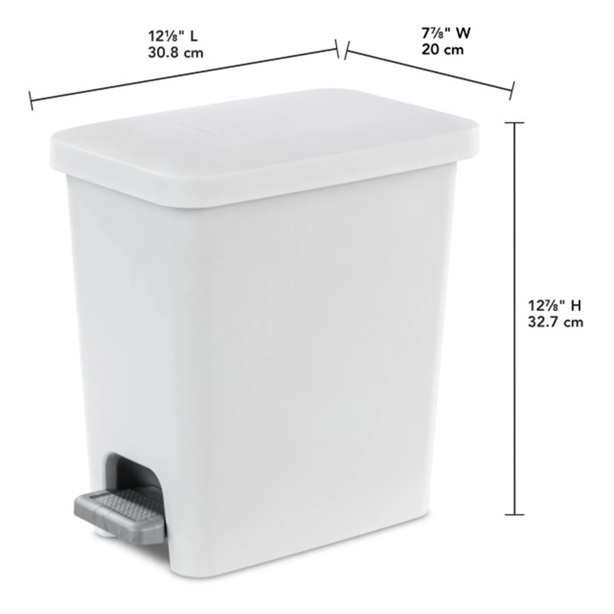 Sterilite 2.7 Gallon Rectangular Step On Trash Bin Wastebasket, White (2 Pack) - Image 2