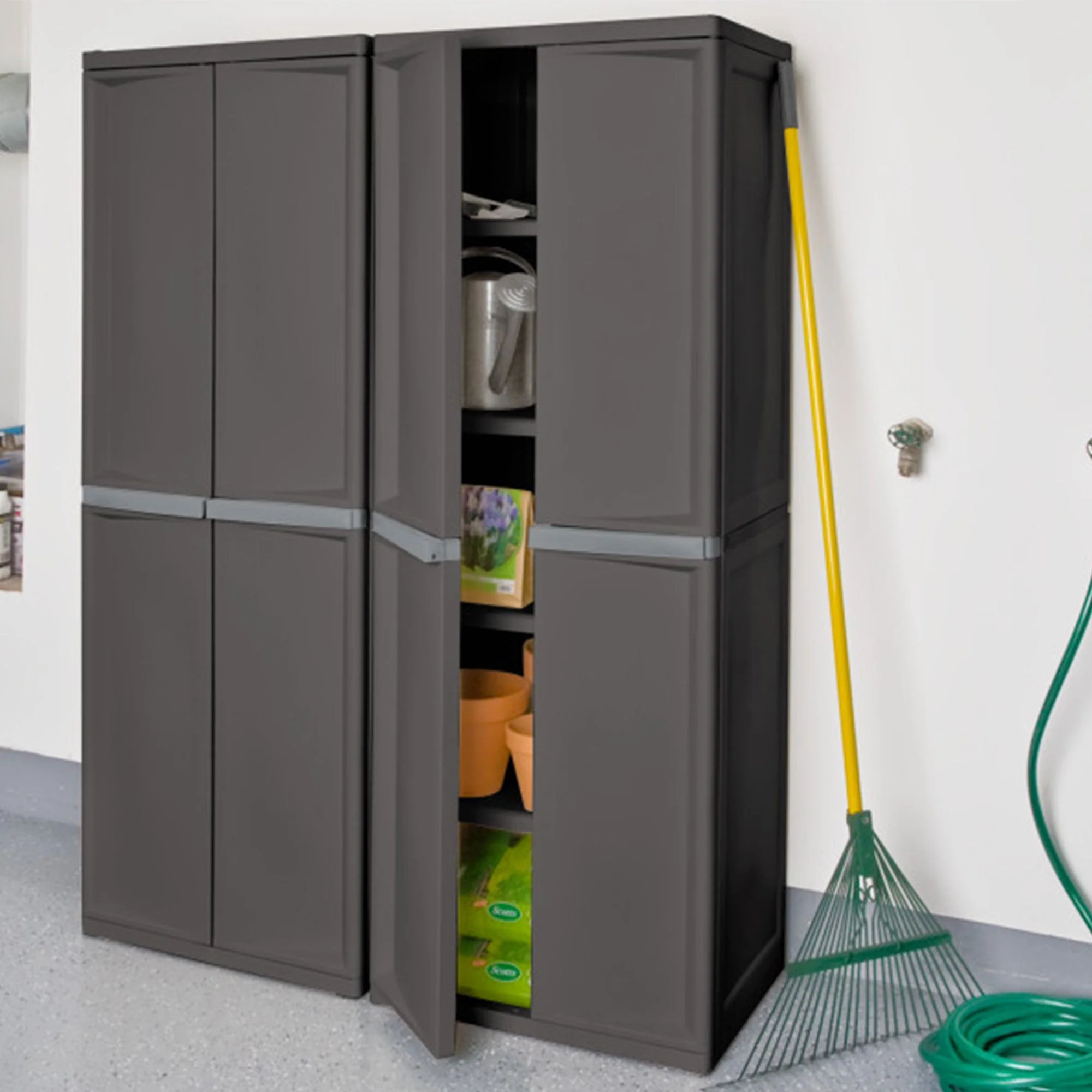 Sterilite 2 Pack Adjustable 4-Shelf Garage Storage Cabinet Bin Organizer, Gray - Image 3